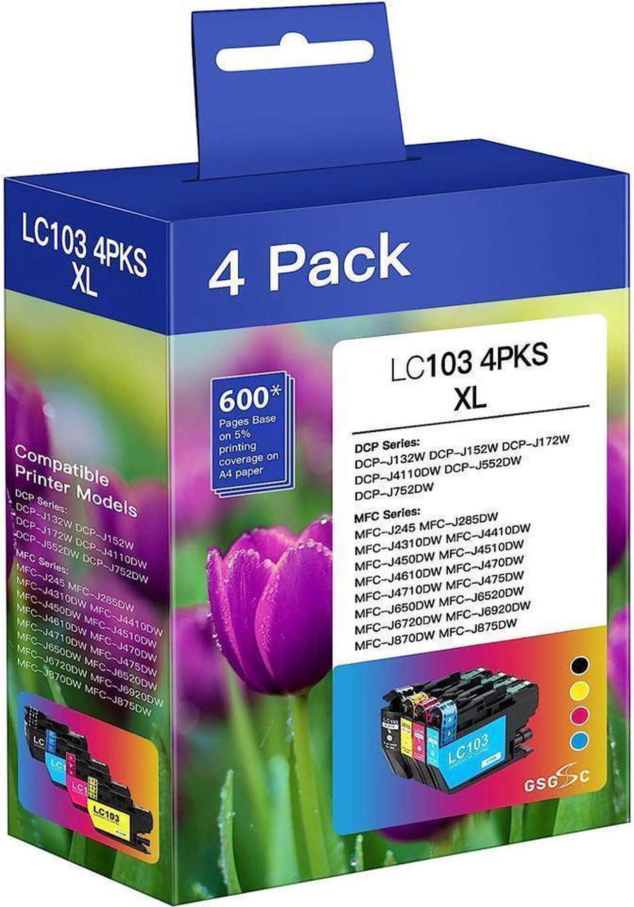 Main image of LC103 Ink cartridges Replacement for Brother Printer Ink lc103XL lc101 Ink cartridges, Compatible with MFC-J870DW MFC-J6920DW MFC-J6520DW MFC-J450DW MFC-J470DW (1 Black, 1 Cyan, 1 Magenta, 1 Yellow)