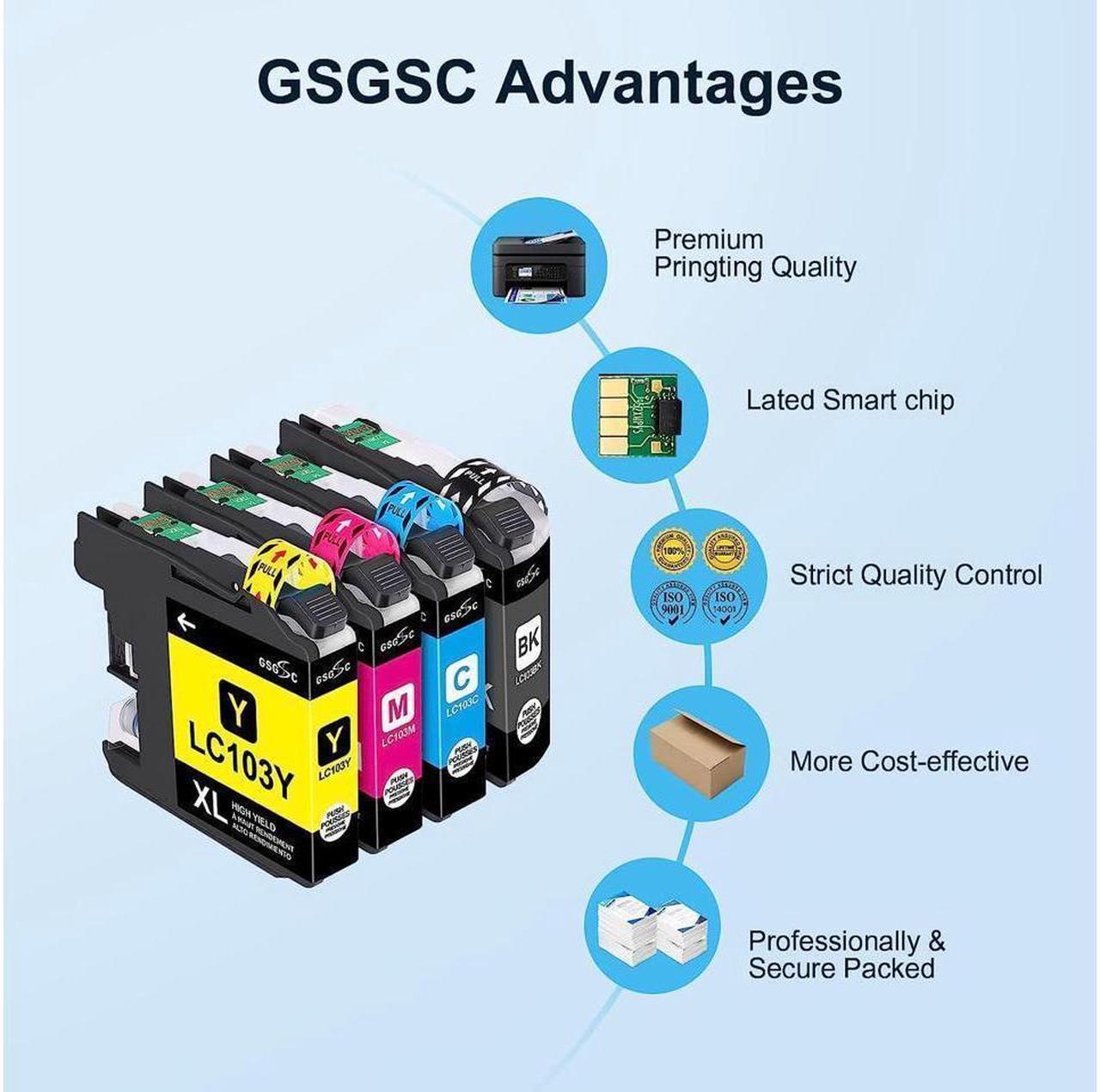 Alt view image 4 of 5 - LC103 Ink cartridges Replacement for Brother Printer Ink lc103XL lc101 Ink cartridges, Compatible with MFC-J870DW MFC-J6920DW MFC-J6520DW MFC-J450DW MFC-J470DW (1 Black, 1 Cyan, 1 Magenta, 1 Yellow)