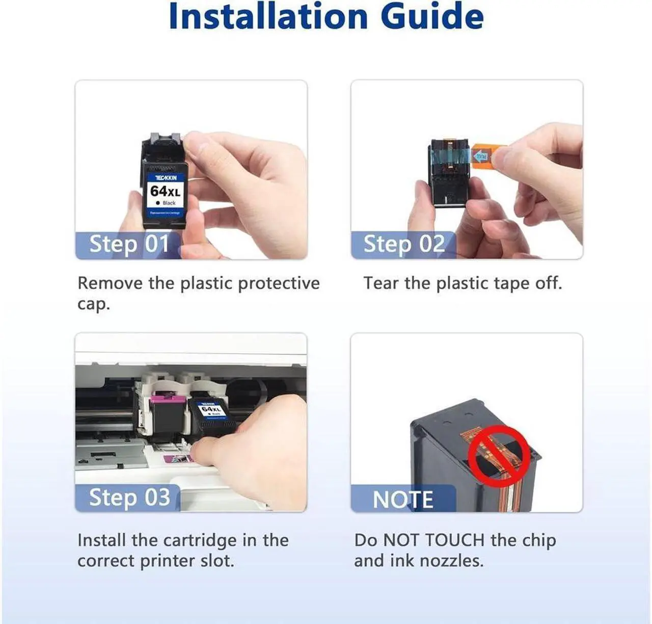 Alt view image 5 of 5 - 64XL Ink Cartridge Combo Pack Replacement  Ink 64 64XL Works with Envy Photo 7855 7858 7155 6252 7800 7100 Envy Inspire 7255e 7955e 7958e 7900e Tango Series Printer (1 Black, 1 Tri-Color)