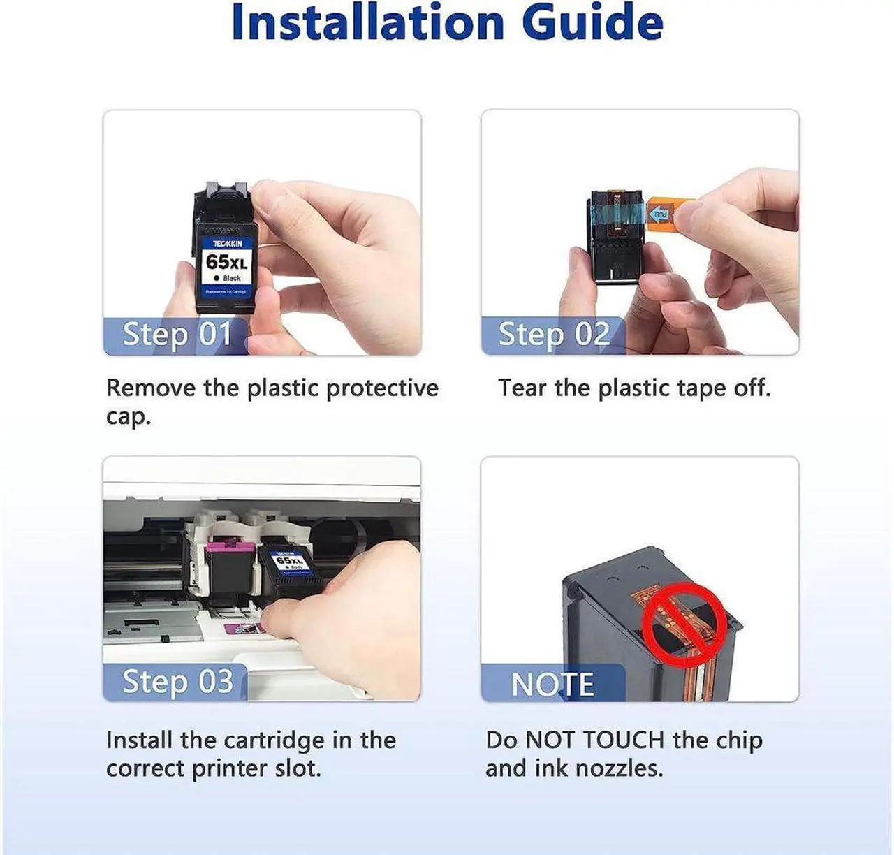 Alt view image 4 of 4 - 65XL Black Ink Cartridge High Yield Replacement  Ink 65 65 Black Ink Cartridge Works with Deskjet 3772 3755 3700 3722 3752 2600 2622 2652 Envy 5055 5000 5070 5052 5014 Printer (2 Black)