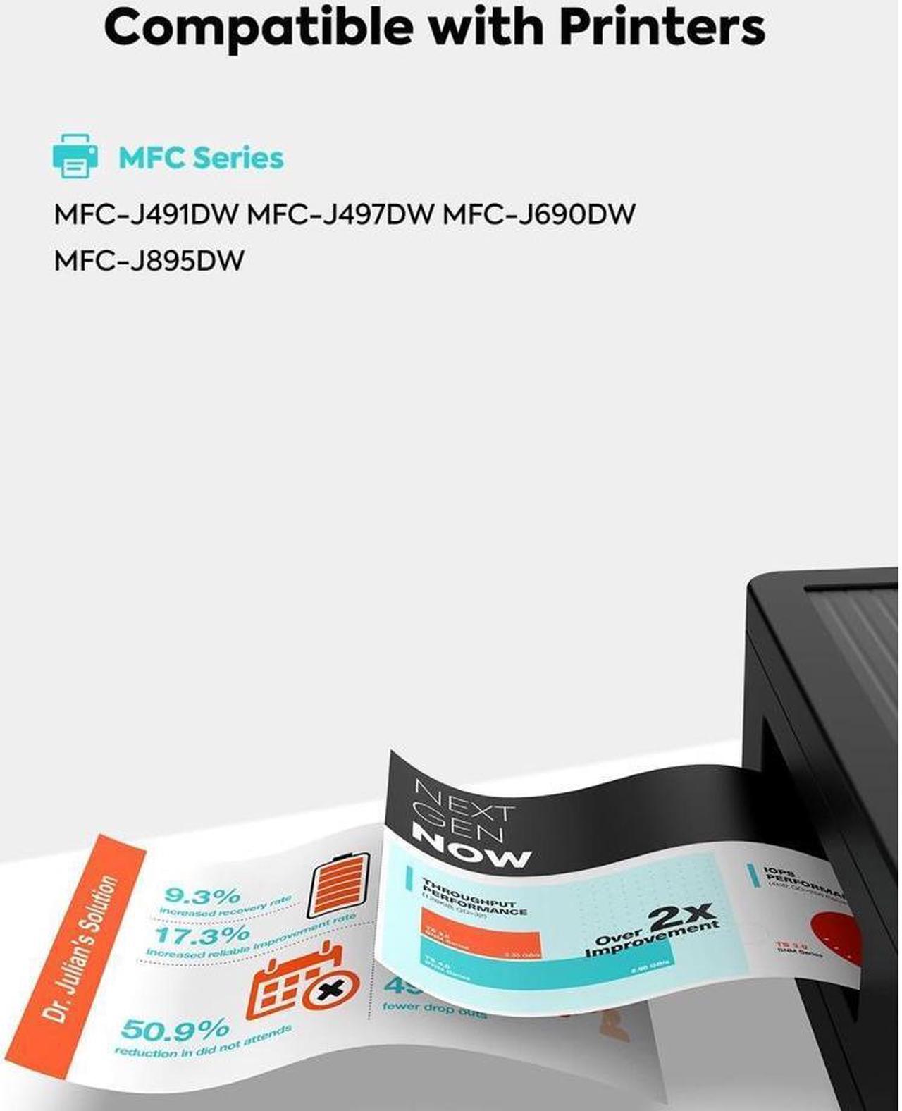 Alt view image 2 of 5 - TESEN Compatible LC3013 LC3011 Ink Cartridge Replacement for Brother 3013 LC 3013 3011 Use with Brother MFC-J497DW MFC-J895DW MFC-J491DW J497DW MFC-J690DW Series Printer (4 Pack, Black)