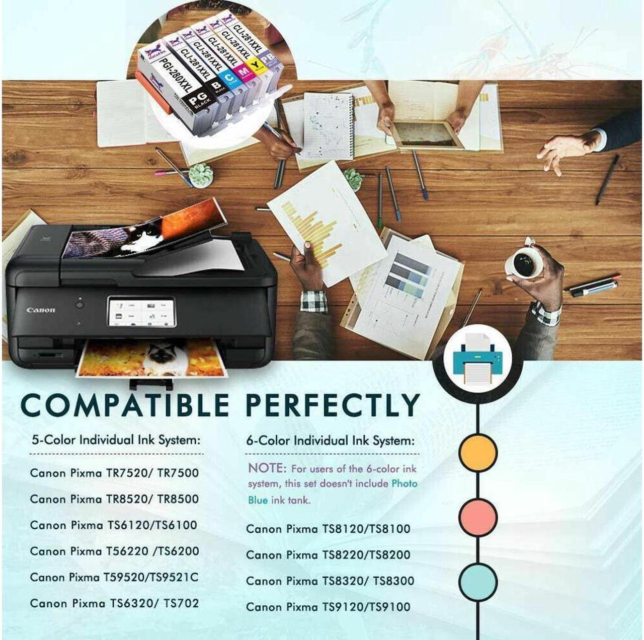 Alt view image 4 of 5 - 12 Pack PGI-280 XXL CLI-281 XXL Ink For TS6220 TS8120 TS9120 TS9520