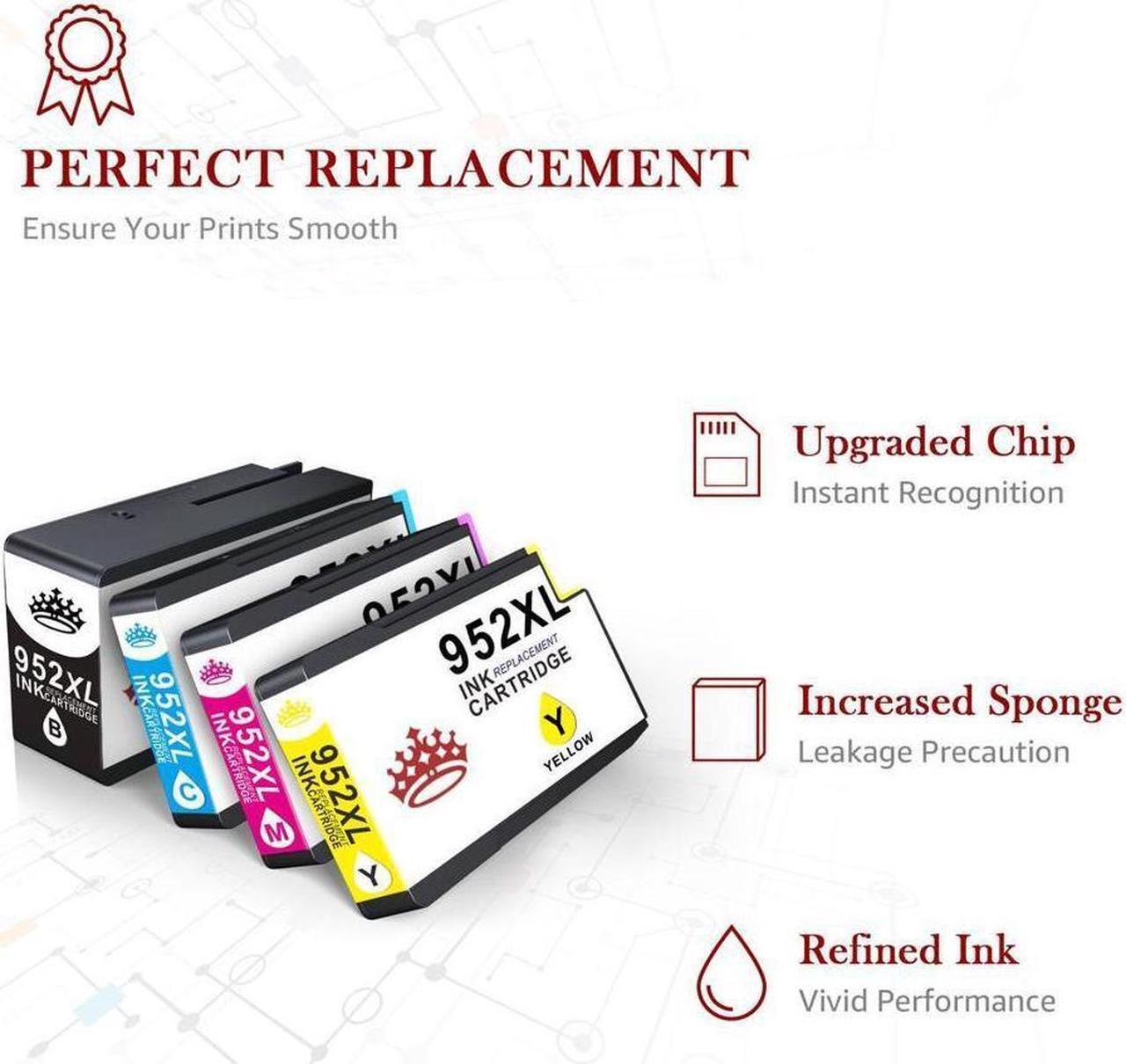 Alt view image 2 of 5 - 4 PK 952XL Ink Cartridges for OfficeJet Pro 7720 8710 8210 8702 8720 8715