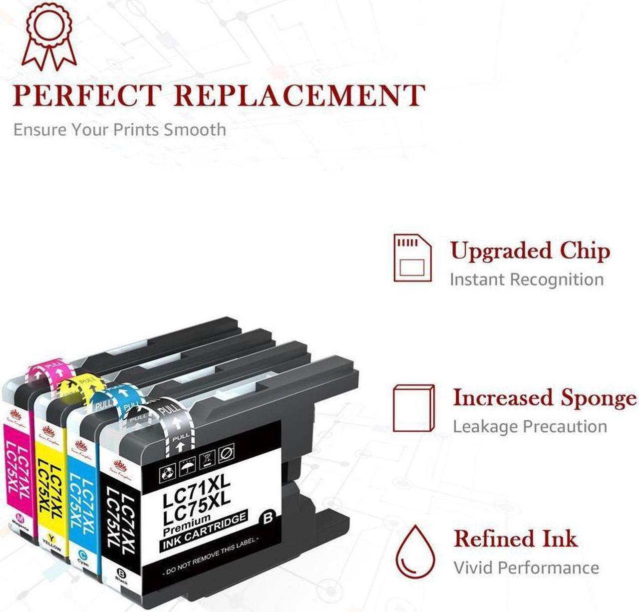 Alt view image 5 of 5 - 4 Pack LC79 LC75 LC71 Ink Cartridge replacement for Brother J430W J435W J280W