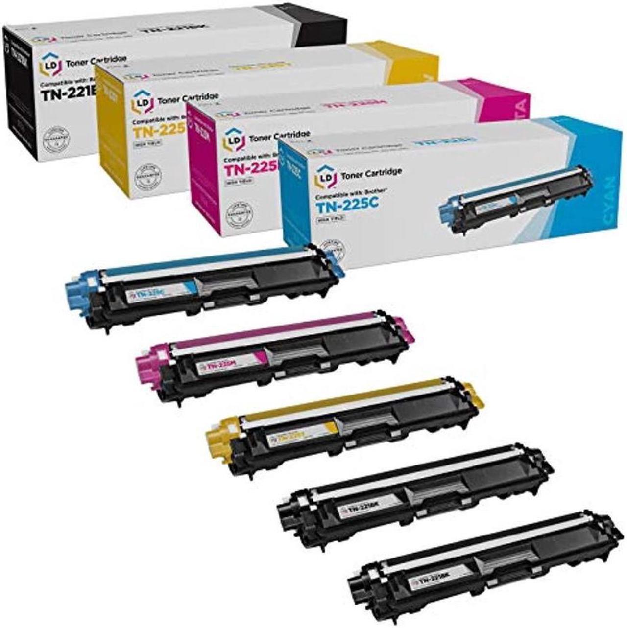 Main image of ld compatible toner cartridge replacements for brother tn221 & tn225 high yield (2 black, 1 cyan, 1 magenta, 1 yellow, 5-pack)