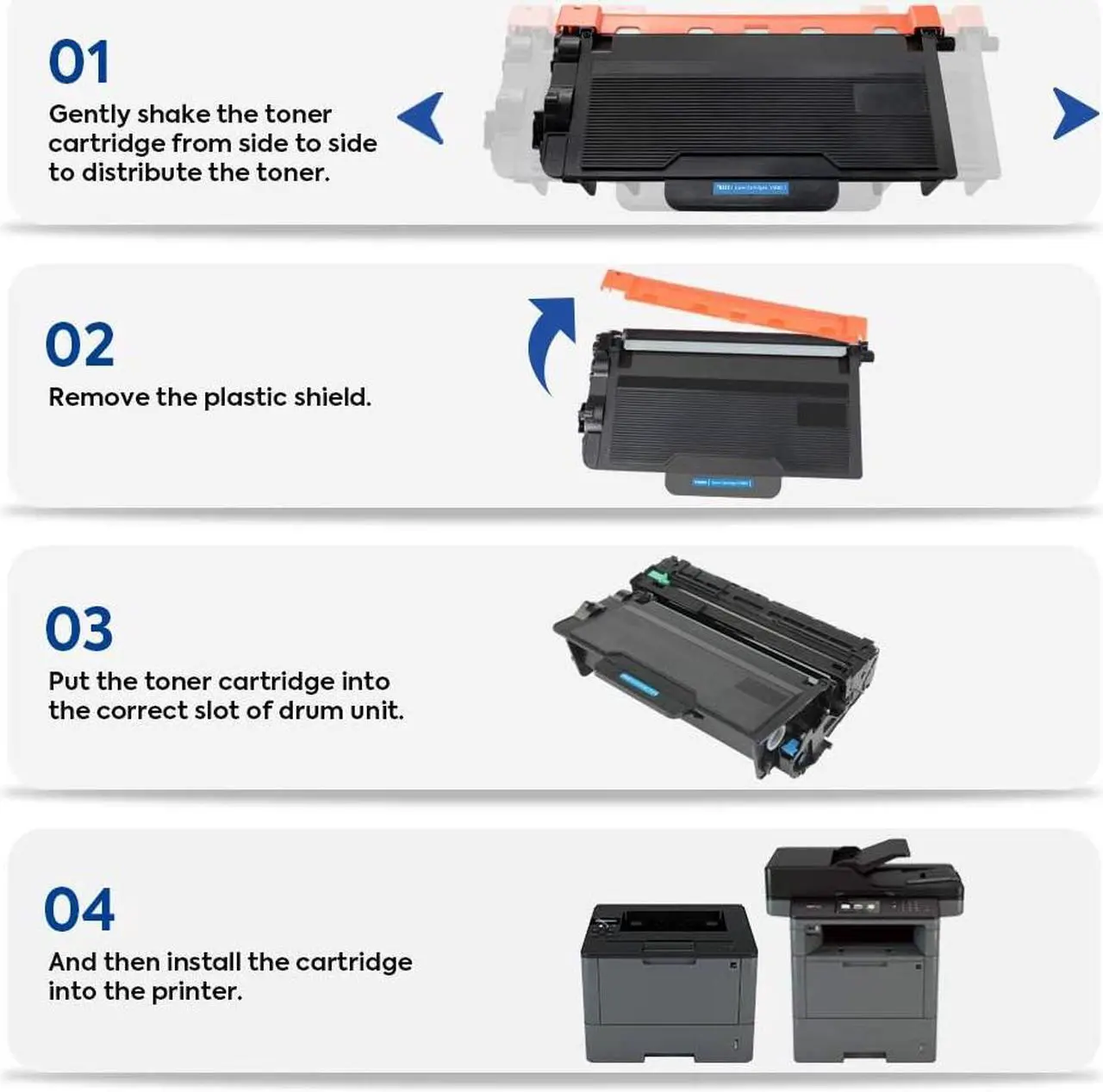 Alt view image 2 of 5 - Compatible Brother TN880 Black Toner Cartridge 4PK for Brother HLL6200DW HLL6200DWT MFCL6700DW HLL6250DW HLL6300DW HLL6400DW HLL6400DWT MFCL6750 MFCL6800 MFCL6900DW Printer