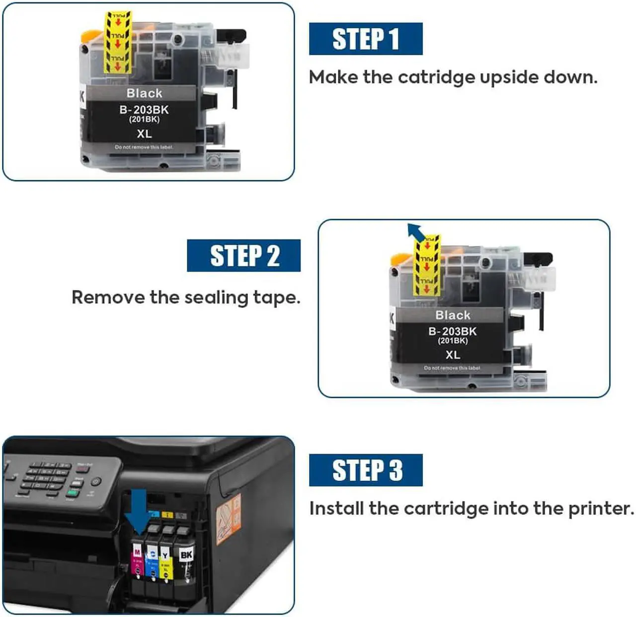 Alt view image 2 of 5 - 4PK LC203XL LC-203 XL Ink Cartridge For Brother MFC-J460DW MFC-J480DW MFC-J485DW