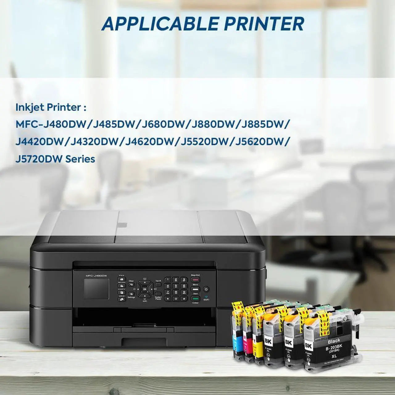 Alt view image 3 of 5 - 4PK LC203XL LC-203 XL Ink Cartridge For Brother MFC-J460DW MFC-J480DW MFC-J485DW