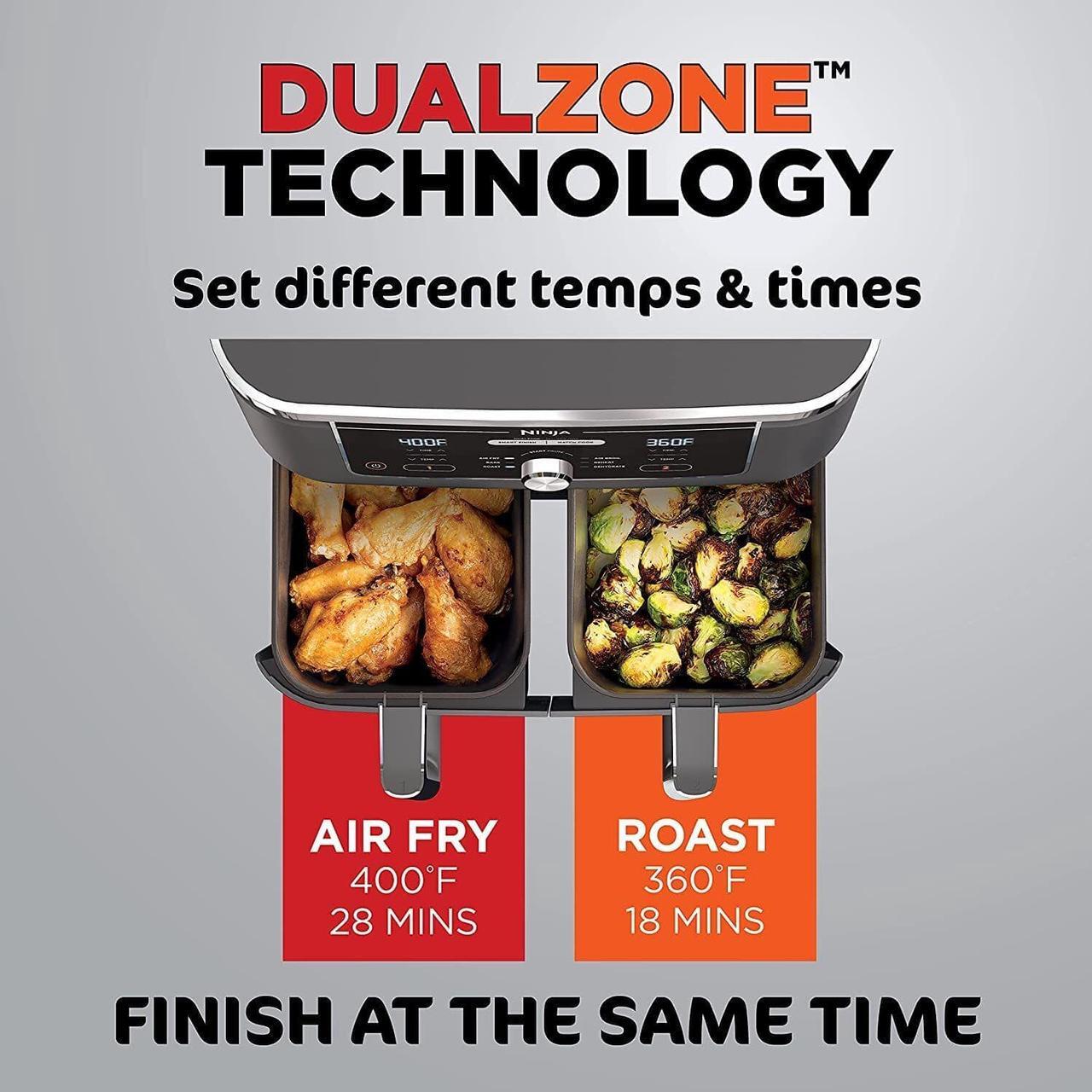 Alt view image 6 of 7 - Ninja DZ401 Foodi 6-in-1 10-qt. XL 2-Basket Air Fryer (DZ401/AD350) Certified Ninja Refurbishe d with 2-Year Warranty!