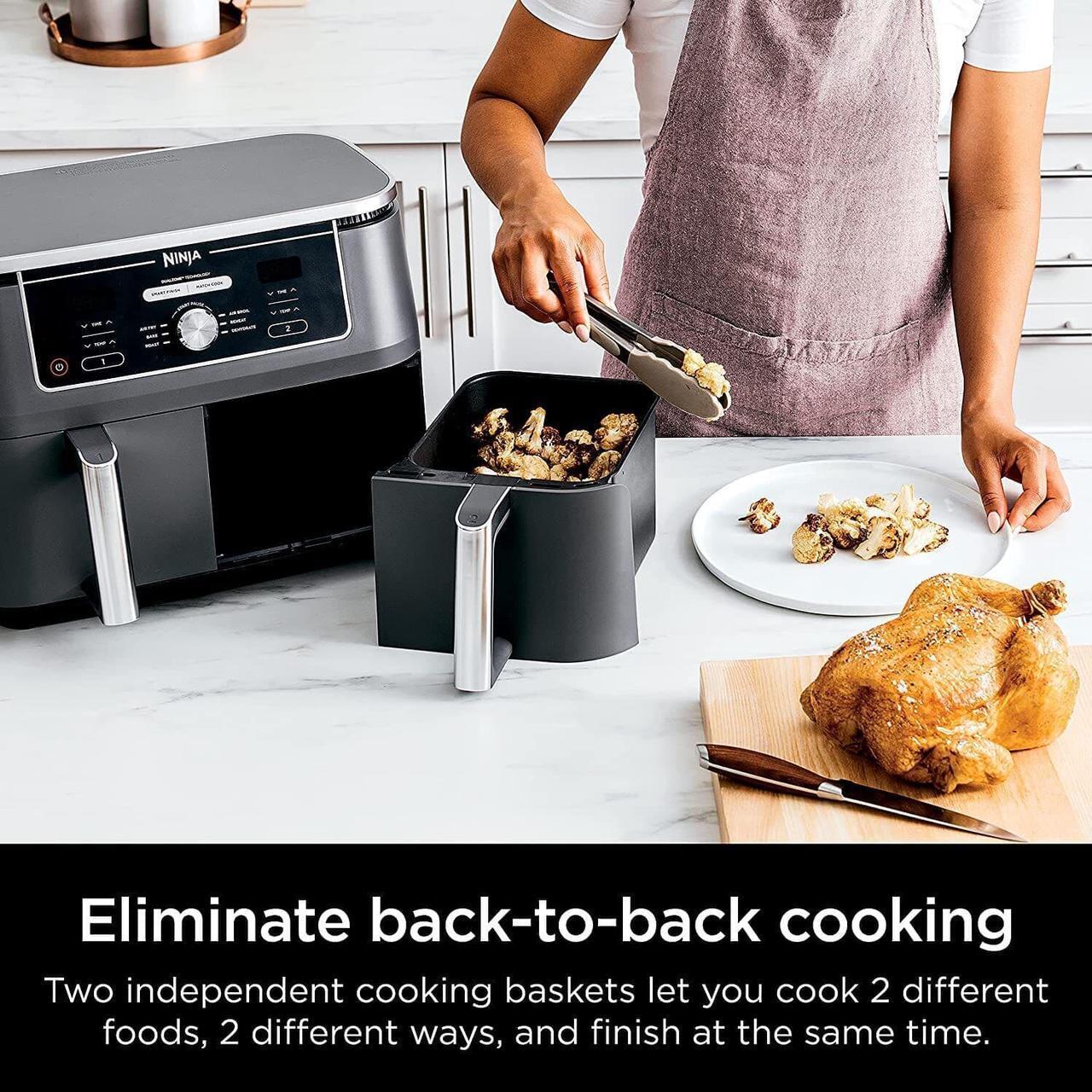 Alt view image 4 of 7 - Ninja DZ401 Foodi 6-in-1 10-qt. XL 2-Basket Air Fryer (DZ401/AD350) Certified Ninja Refurbishe d with 2-Year Warranty!