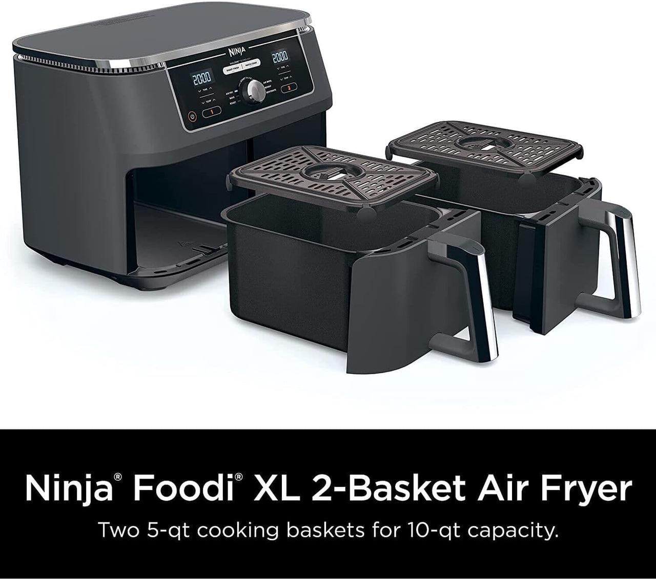 Alt view image 7 of 7 - Ninja DZ401 Foodi 6-in-1 10-qt. XL 2-Basket Air Fryer (DZ401/AD350) Certified Ninja Refurbishe d with 2-Year Warranty!