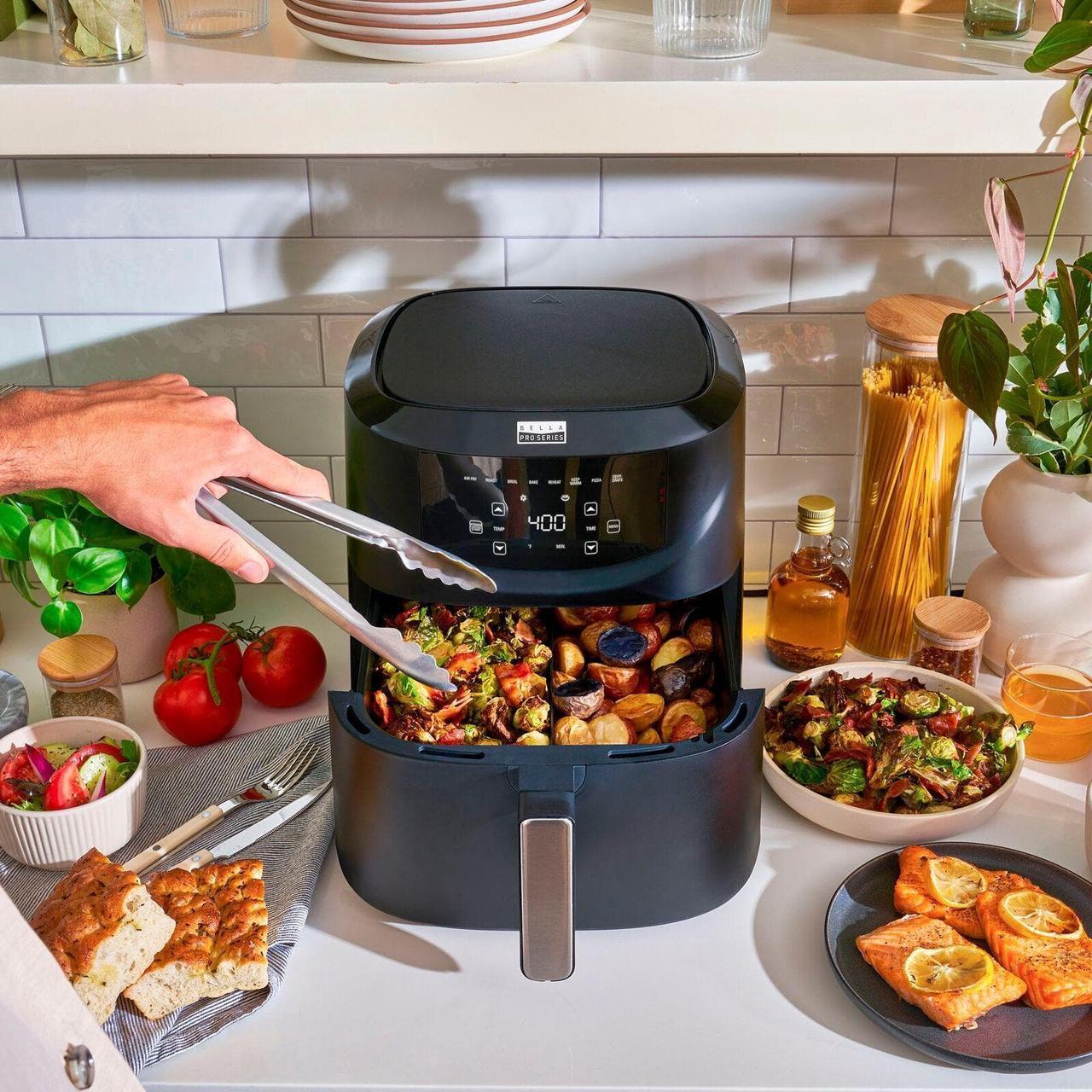 Alt view image 3 of 3 - Bella Pro Series - 8-qt. Digital Air Fryer with Divided Basket - Black