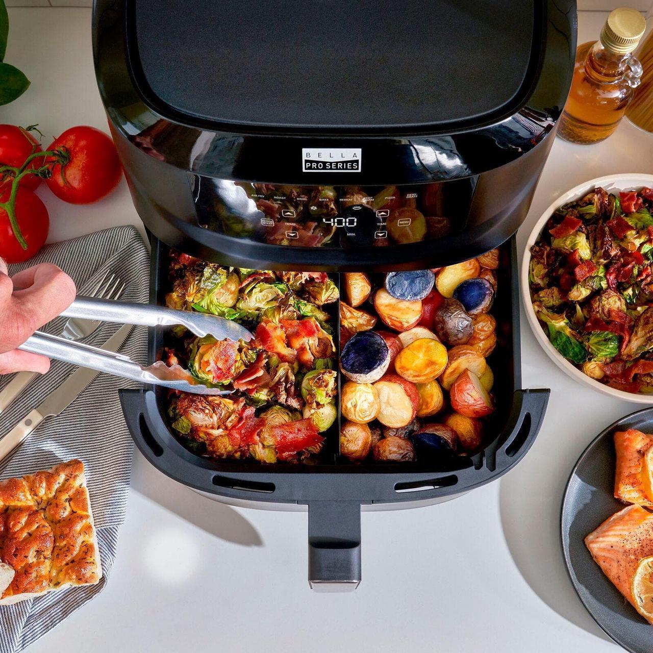 Alt view image 2 of 3 - Bella Pro Series - 8-qt. Digital Air Fryer with Divided Basket - Black