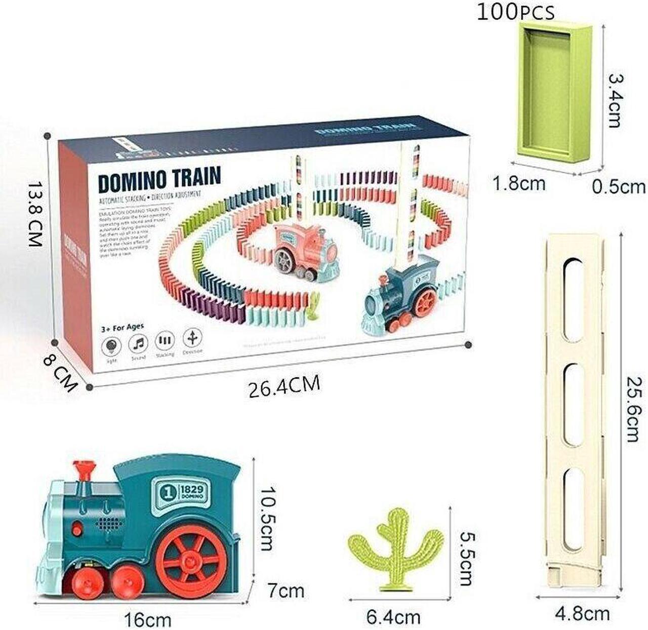 Alt view image 7 of 7 - Kids Electric Domino Train Car Sound &Light Automatic Laying Dominoes Brick toy 100pcs Domino