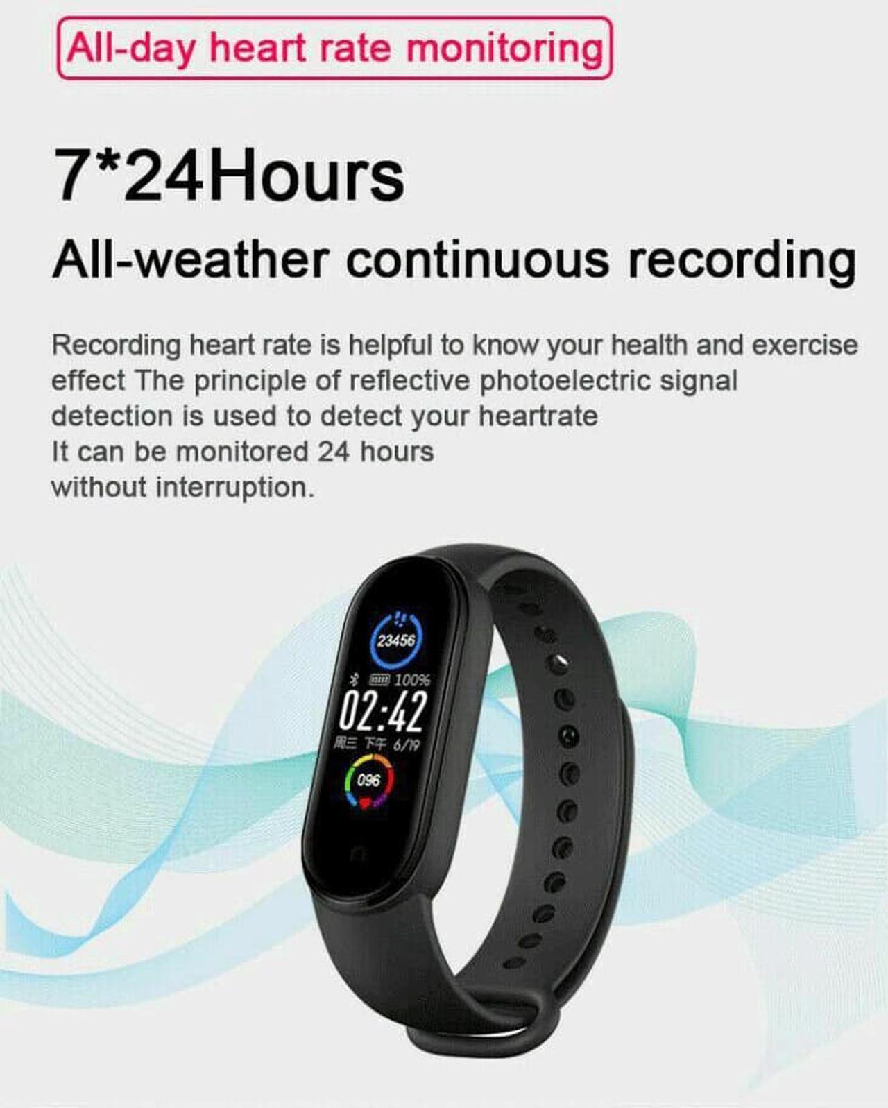 Alt view image 7 of 7 - M6 Smart Band Watch Bracelet Wristband Fitness Tracker Blood Pressure Heartrate