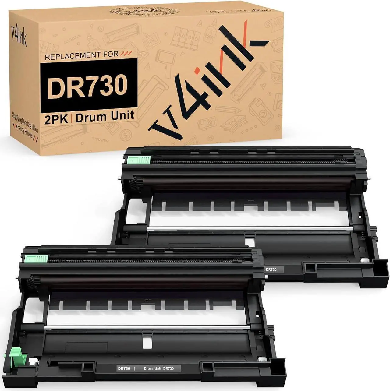 Main image of v4ink 2PK Compatible DR730 Drum Replacement for Brother DR-730 DR-760 Drum for Brother HL-L2325DW HL-L2350DW HL-L2370DW HL L2390DW L2395DW DCP-L2550DW MFC L2690DW L2710DW L2717DW L2750DW NOT Toner