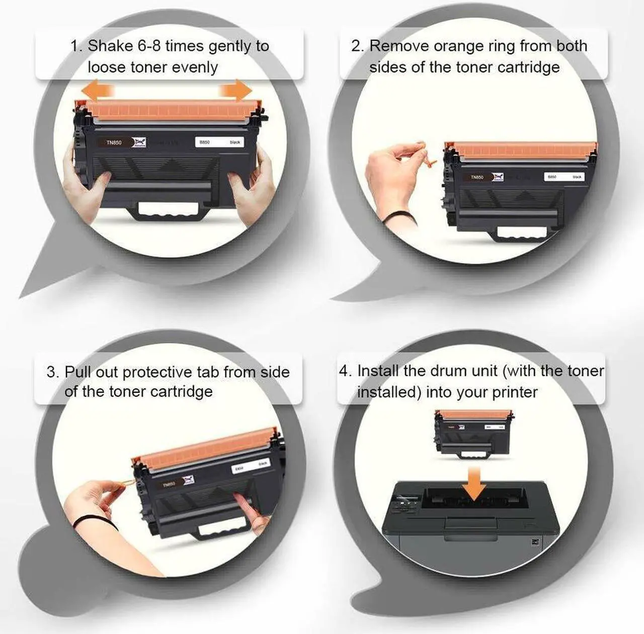 Alt view image 3 of 7 - 4PK TN850 Toner Cartridge Compatible For Brother MFC-L5900DW HL-L6300DW Printer