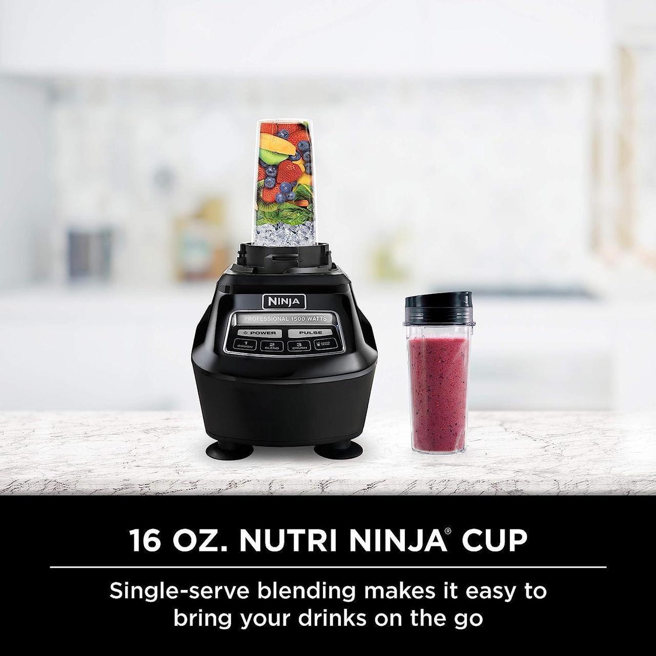Alt view image 4 of 7 - Ninja BL770 Mega Kitchen System, 1500W, 4 Functions for Smoothies, Processing, Dough, Drinks & More, with 72-oz.* Blender Pitcher, 64-oz. Processor Bowl, (2) 16-oz. To-Go Cups & (2) Lids, Black