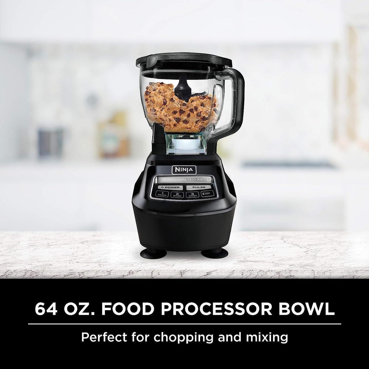 Alt view image 3 of 7 - Ninja BL770 Mega Kitchen System, 1500W, 4 Functions for Smoothies, Processing, Dough, Drinks & More, with 72-oz.* Blender Pitcher, 64-oz. Processor Bowl, (2) 16-oz. To-Go Cups & (2) Lids, Black