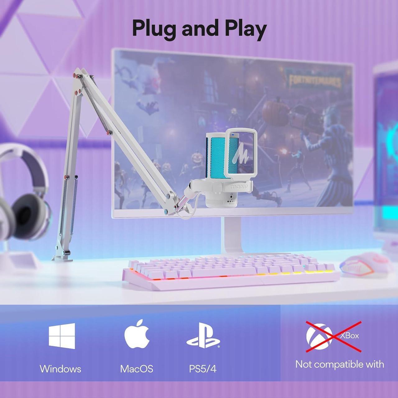 Alt view image 7 of 7 - MAONO USB Gaming Microphone with Noise Cancellation, Computer PC Condenser Mic with RGB Light, Mute, Gain, Monitoring for Streaming, Podcast, YouTube, Twitch, Discord, PS5, PS4, GamerWave DGM20S