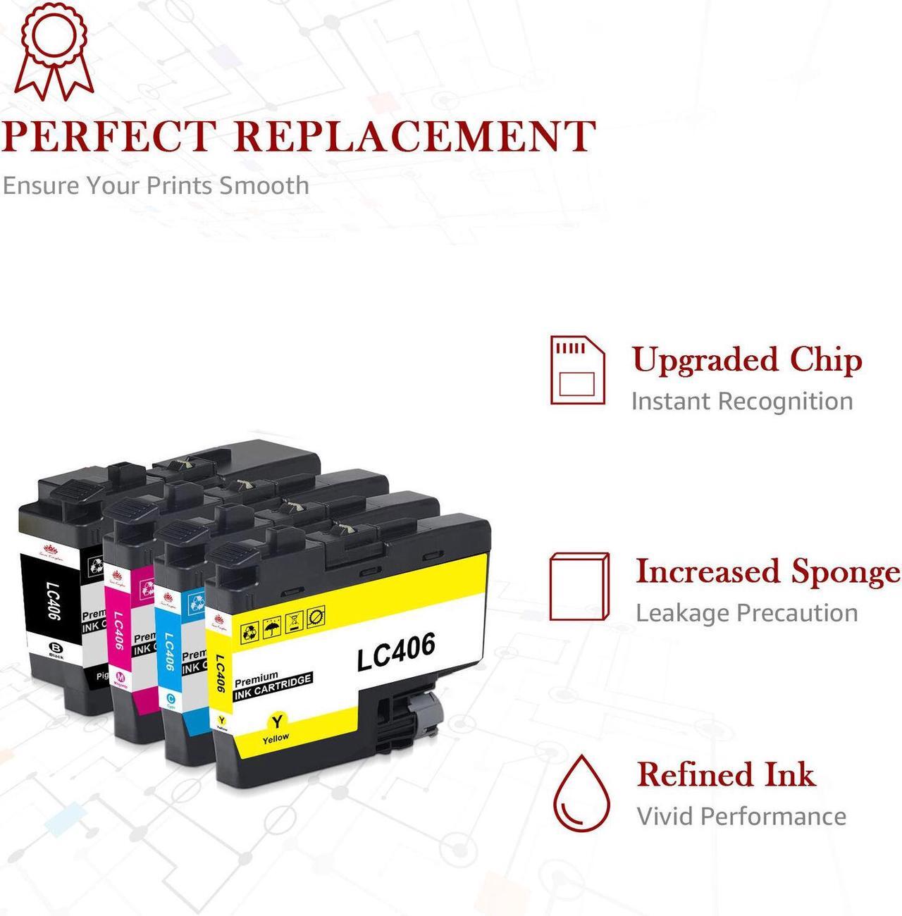 Alt view image 5 of 5 - 4pk LC406 Ink Cartridges for Brother MFC-J4335DW MFC-J4535DW MFC-J4345DW 406 ink