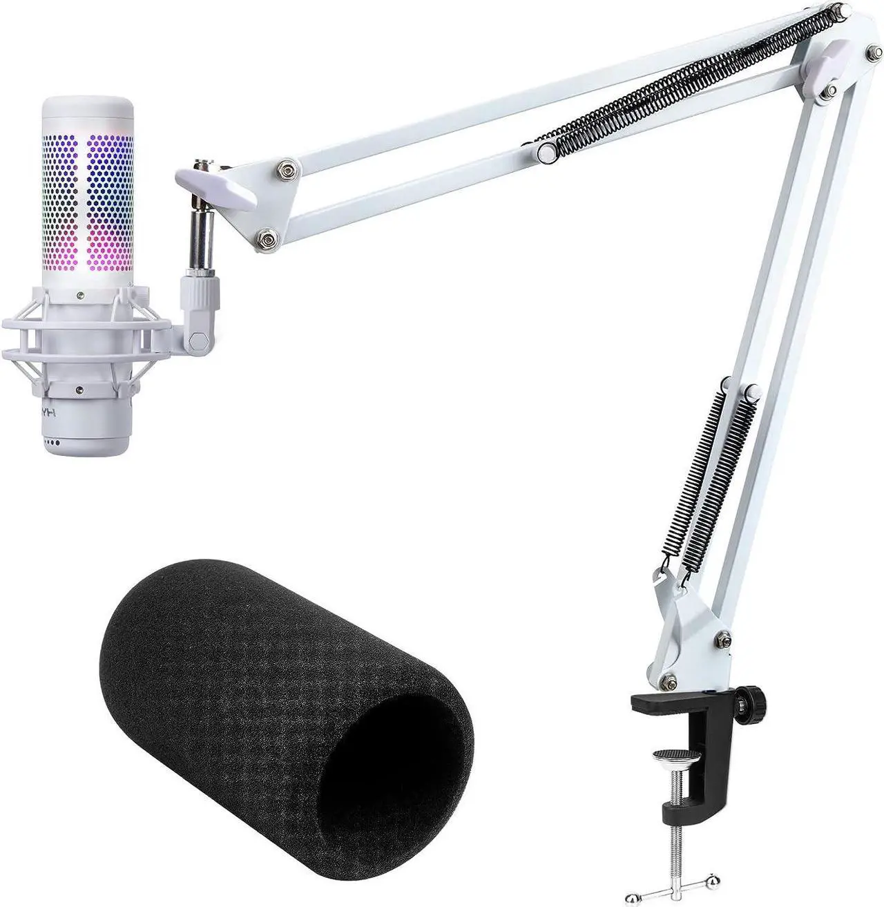 Main image of SUNMON White Hyperx QuadCast S Boom Arm - Microphone Boom Arm Compatible with Hyper x QuadCast S, Mic Arm Stand with Microphone Cover, Improve Sound Quality,Mic Boom Arm for Hyperx QuadCast