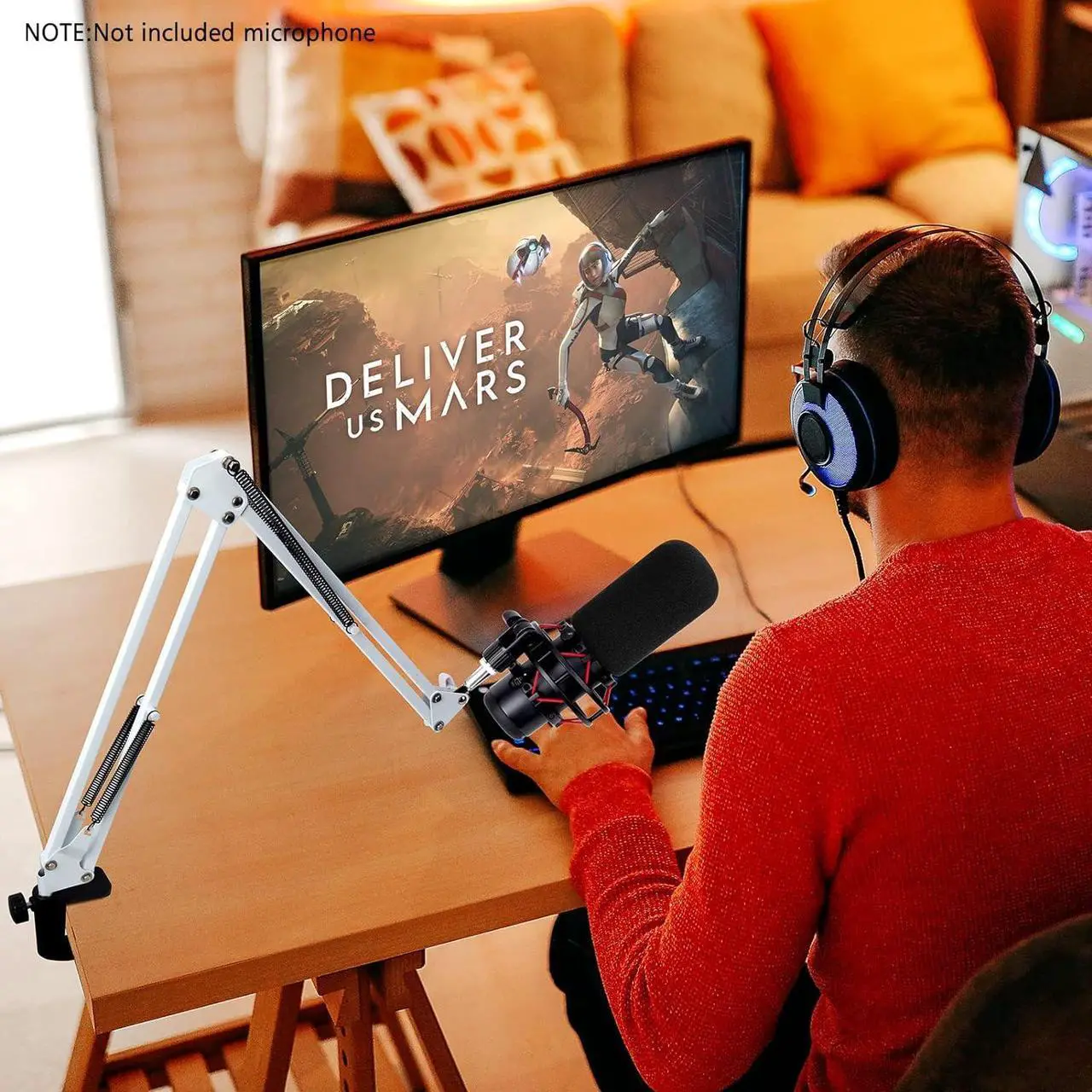Alt view image 7 of 7 - SUNMON White Hyperx QuadCast S Boom Arm - Microphone Boom Arm Compatible with Hyper x QuadCast S, Mic Arm Stand with Microphone Cover, Improve Sound Quality,Mic Boom Arm for Hyperx QuadCast