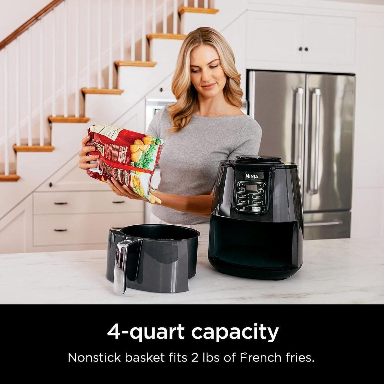 Alt view image 2 of 7 - Ninja AF101 Air Fryer that Crisps, Roasts, Reheats, & Dehydrates, for Quick, Easy Meals, 4 Quart Capacity, & High Gloss Finish, Grey