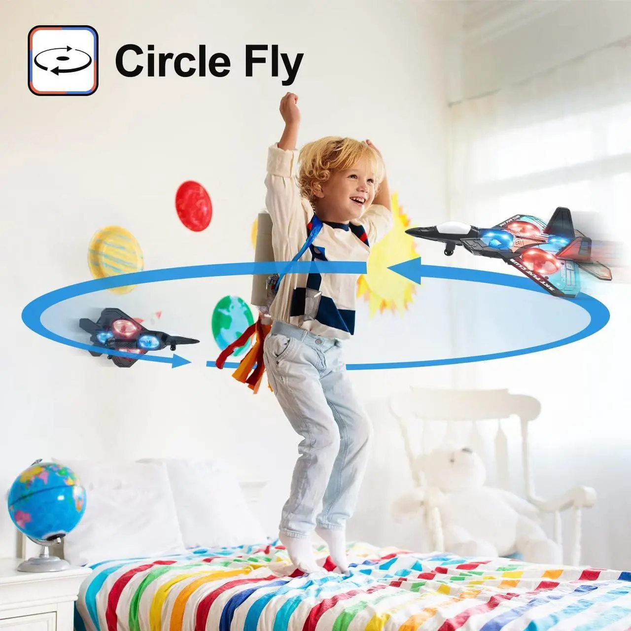 Alt view image 2 of 6 - HOLYFUN Drone for Kids and Beginners RC Plane with Light, Remote Control Airplane Quadcopter Helicopter with Auto Hovering, 3D Flip and 2 Batteries (18 Mins), Great Gift Toy for Boys and Girls Blue