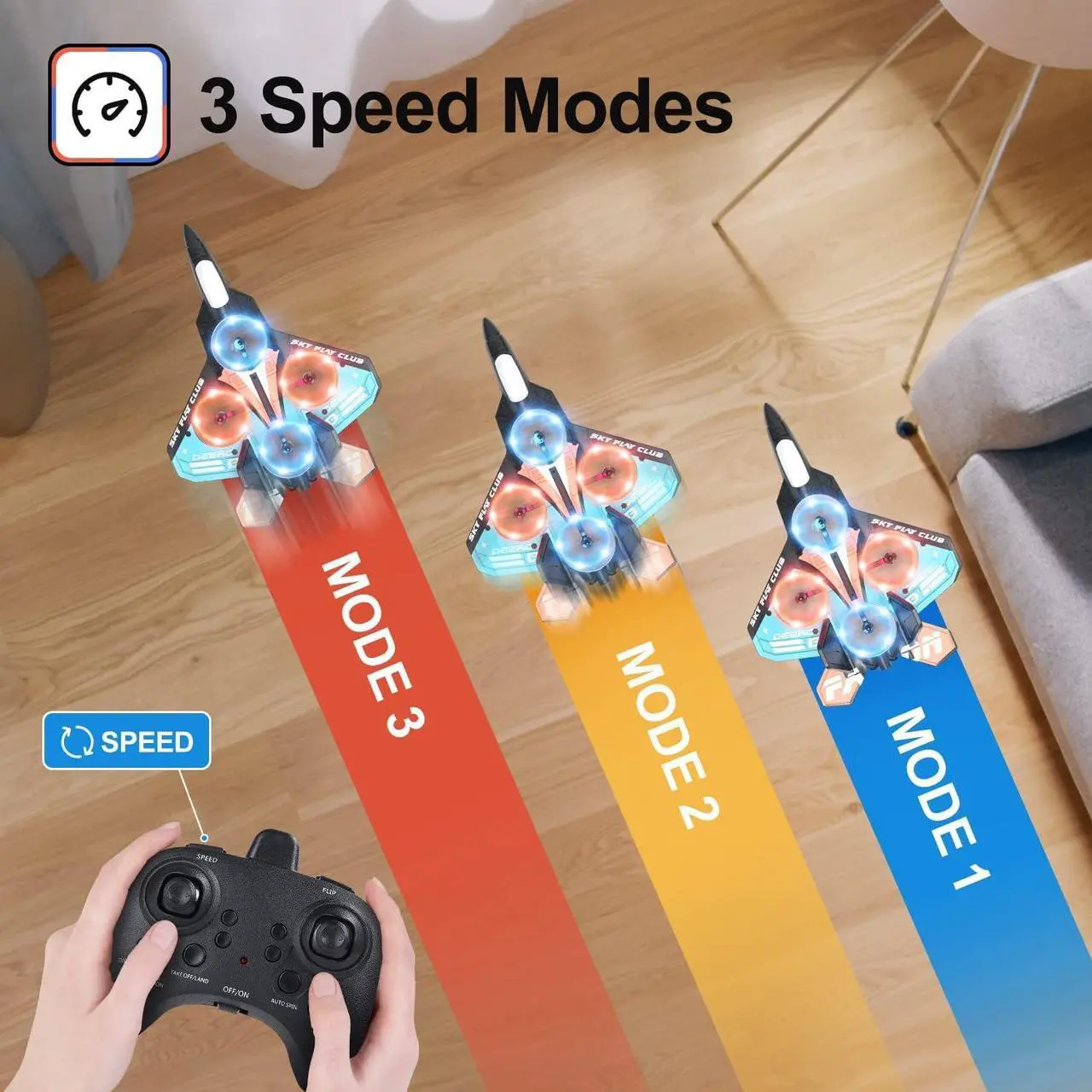 Alt view image 4 of 6 - HOLYFUN Drone for Kids and Beginners RC Plane with Light, Remote Control Airplane Quadcopter Helicopter with Auto Hovering, 3D Flip and 2 Batteries (18 Mins), Great Gift Toy for Boys and Girls Blue