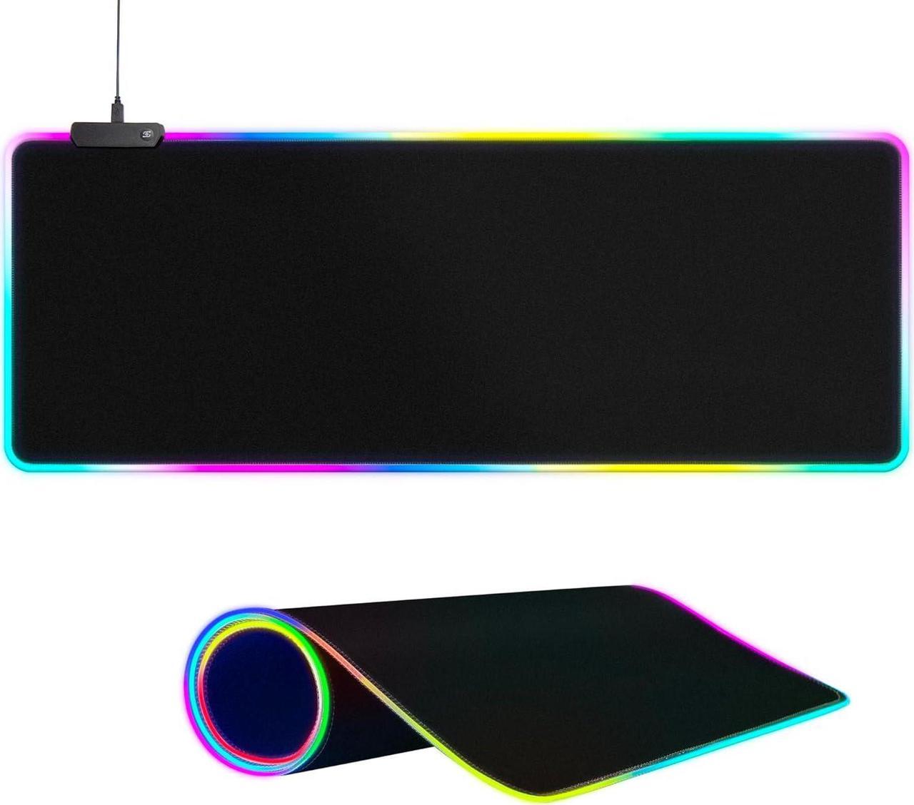 Large RGB Gaming Mouse Pad -15 Light Modes Touch Control Extended Soft Computer Keyboard Mat Non-Slip Rubber Base for Gamer Esports Pros 31.5X11.8 in