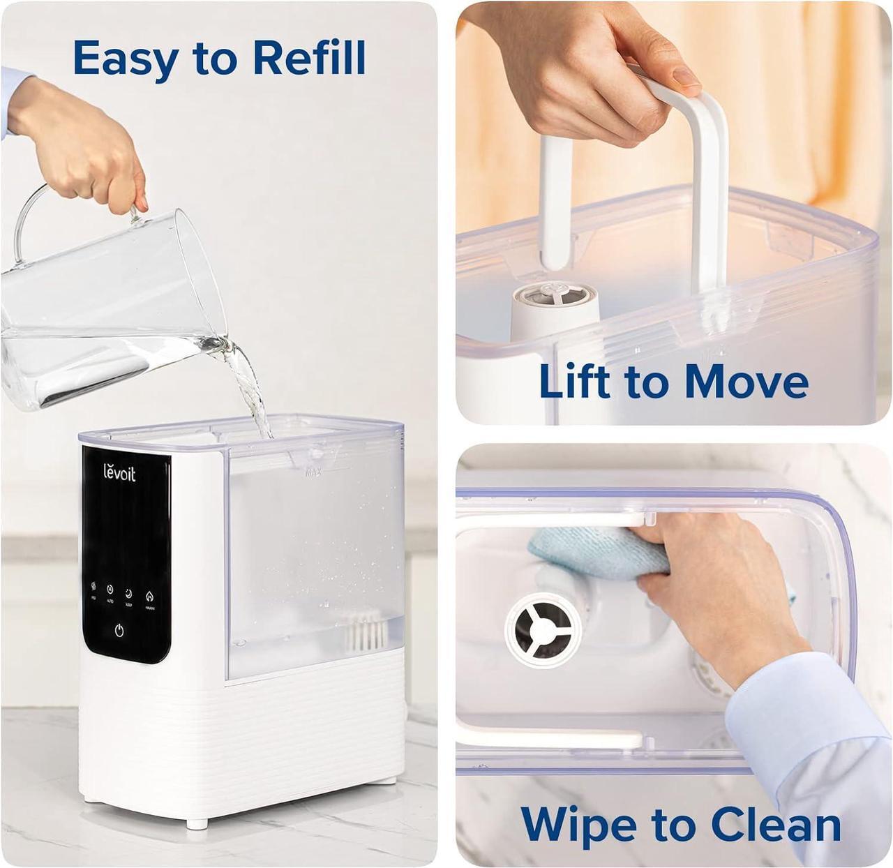 Alt view image 7 of 7 - LEVOIT Humidifiers for Bedroom Home, Smart Warm and Cool Mist Air Humidifier for Large Room, Auto Customized Humidity, Fast Symptom Relief, Easy Top Fill, Essential Oil, Quiet, OasisMist4.5L, White