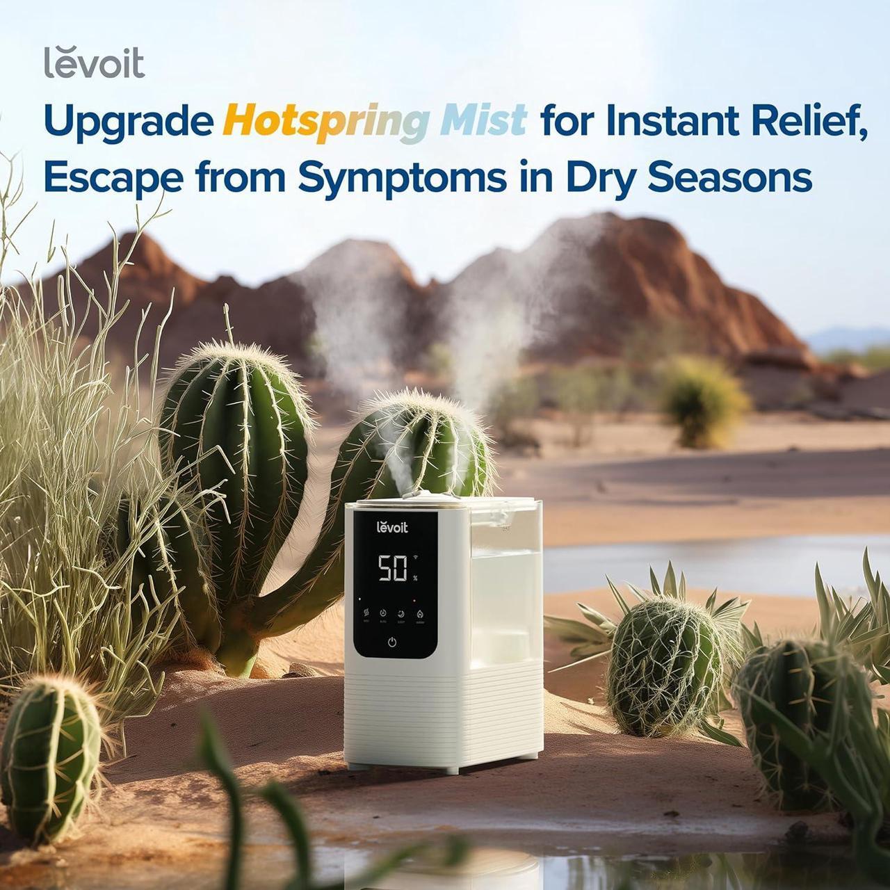 Alt view image 3 of 7 - LEVOIT Humidifiers for Bedroom Home, Smart Warm and Cool Mist Air Humidifier for Large Room, Auto Customized Humidity, Fast Symptom Relief, Easy Top Fill, Essential Oil, Quiet, OasisMist4.5L, White