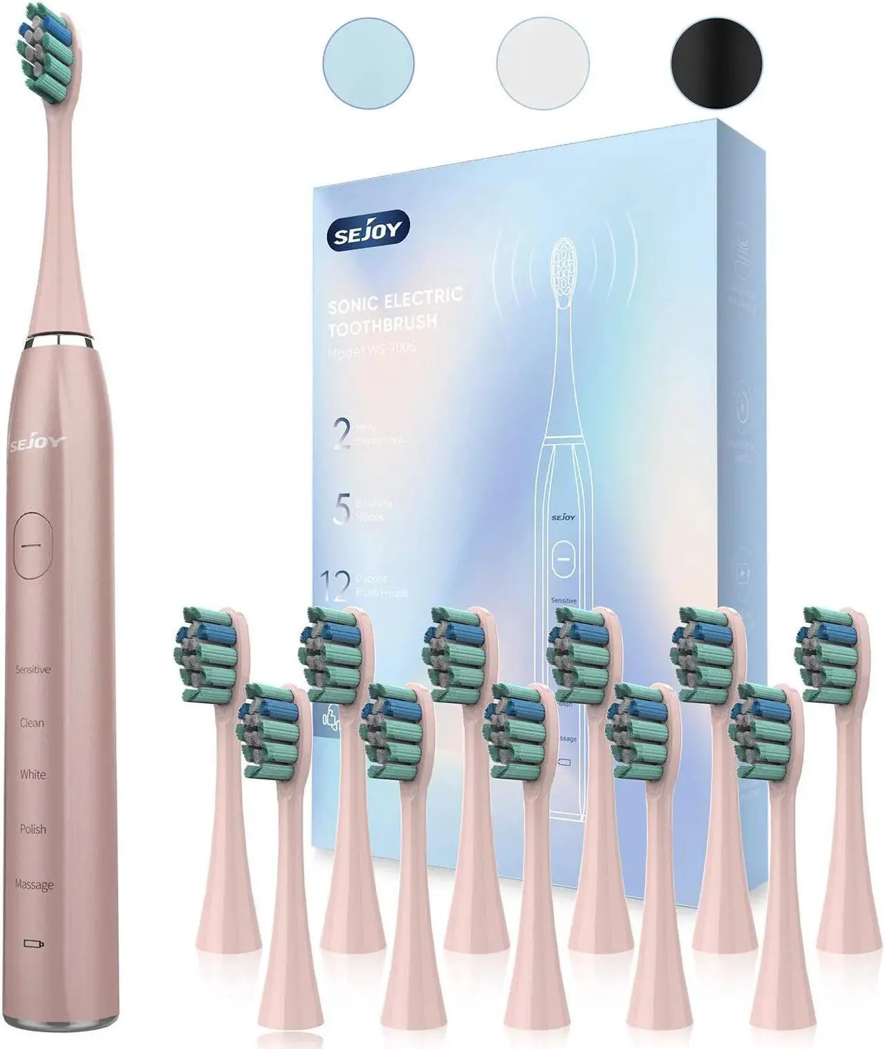 Main image of Sonic Electric Toothbrush USB Rechargeable Power Toothbrush with 12 Brush Heads
