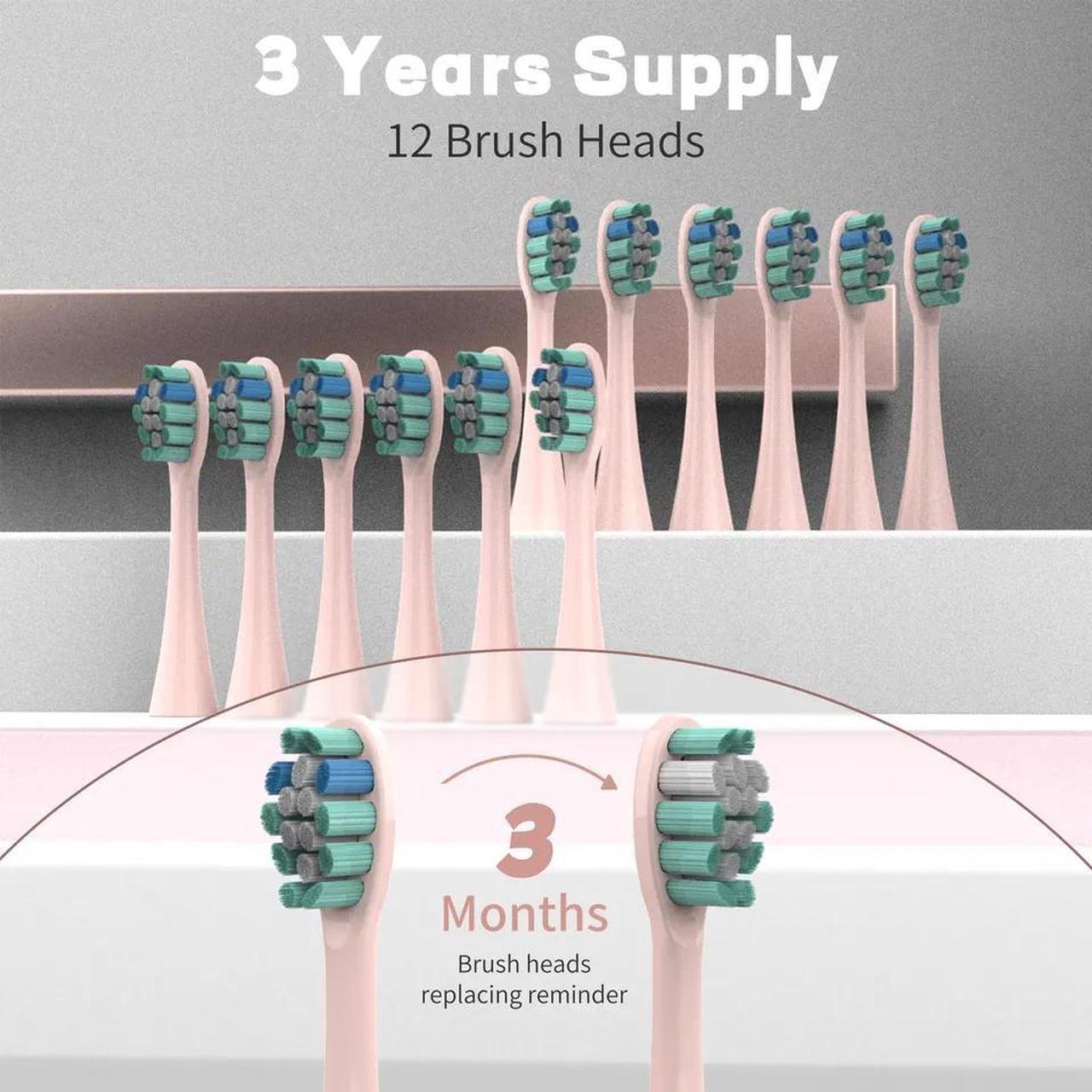 Alt view image 7 of 7 - SEJOY Sonic Electric Toothbrush Rechargeable Power 12 Brush Heads 5 Modes Timer