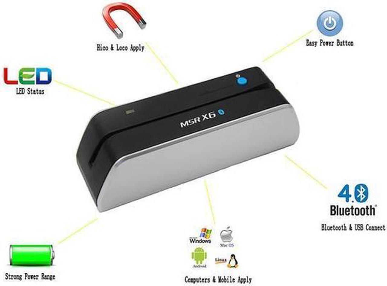 Alt view image 4 of 6 - New Bluetooth MSRX6(BT) Credit Card Reader/Writer/Encoder Magstripe Swipe MSRX6 MSR206