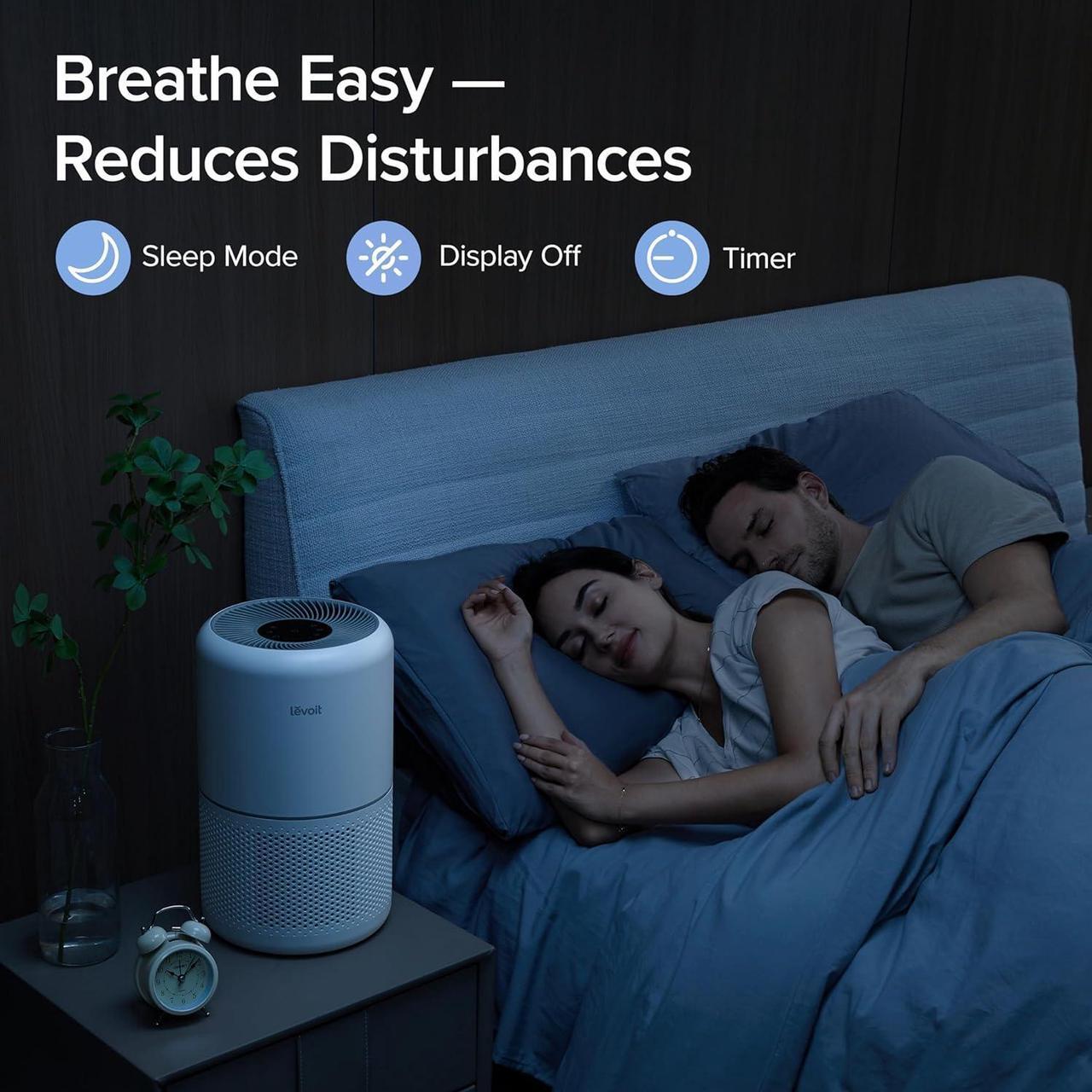 Alt view image 6 of 7 - LEVOIT Air Purifier for Home Allergies Pets Hair in Bedroom, Covers Up to 1095 ft² by 45W High Torque Motor, 3-in-1 Filter with HEPA sleep mode, Remove Dust Smoke Pollutants Odor, Core300-P, White