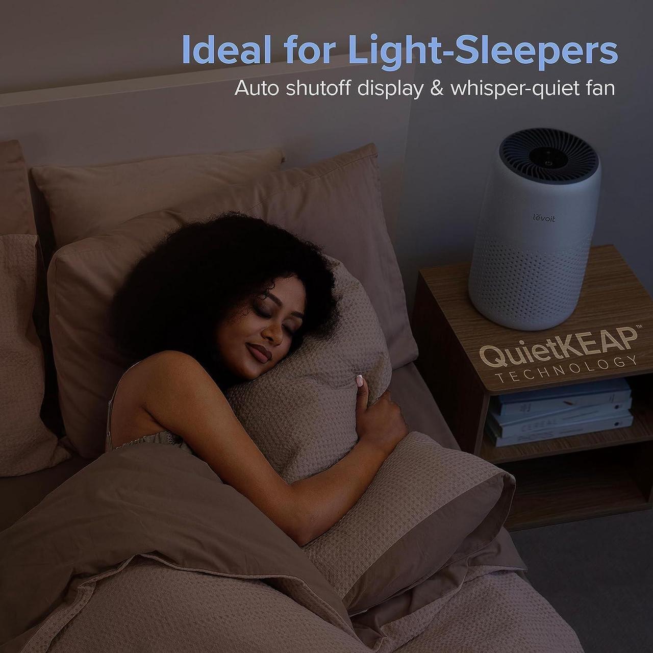 Alt view image 4 of 7 - LEVOIT Air Purifiers for Bedroom Home, 3-in-1 Filter Cleaner with Fragrance Sponge for Sleep, Smoke, Allergies, Pet Dander, Odor, Dust, Office, Desktop, Portable, HEPA at Speed , Core Mini-P, White