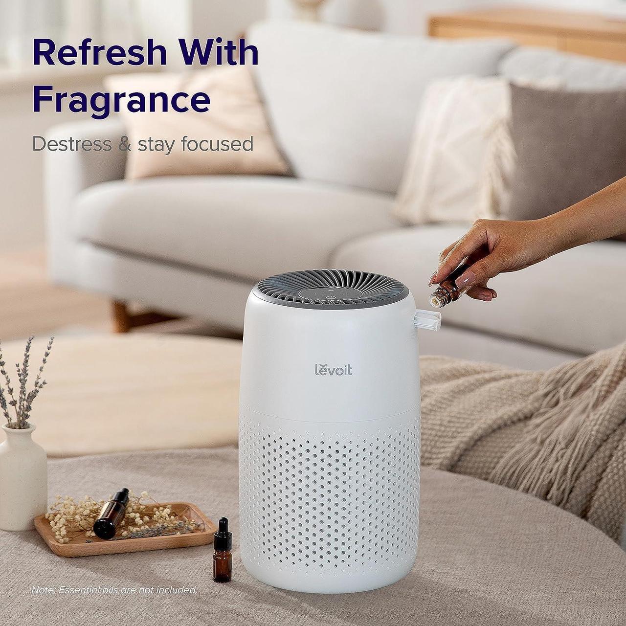 Alt view image 3 of 7 - LEVOIT Air Purifiers for Bedroom Home, 3-in-1 Filter Cleaner with Fragrance Sponge for Sleep, Smoke, Allergies, Pet Dander, Odor, Dust, Office, Desktop, Portable, HEPA at Speed , Core Mini-P, White
