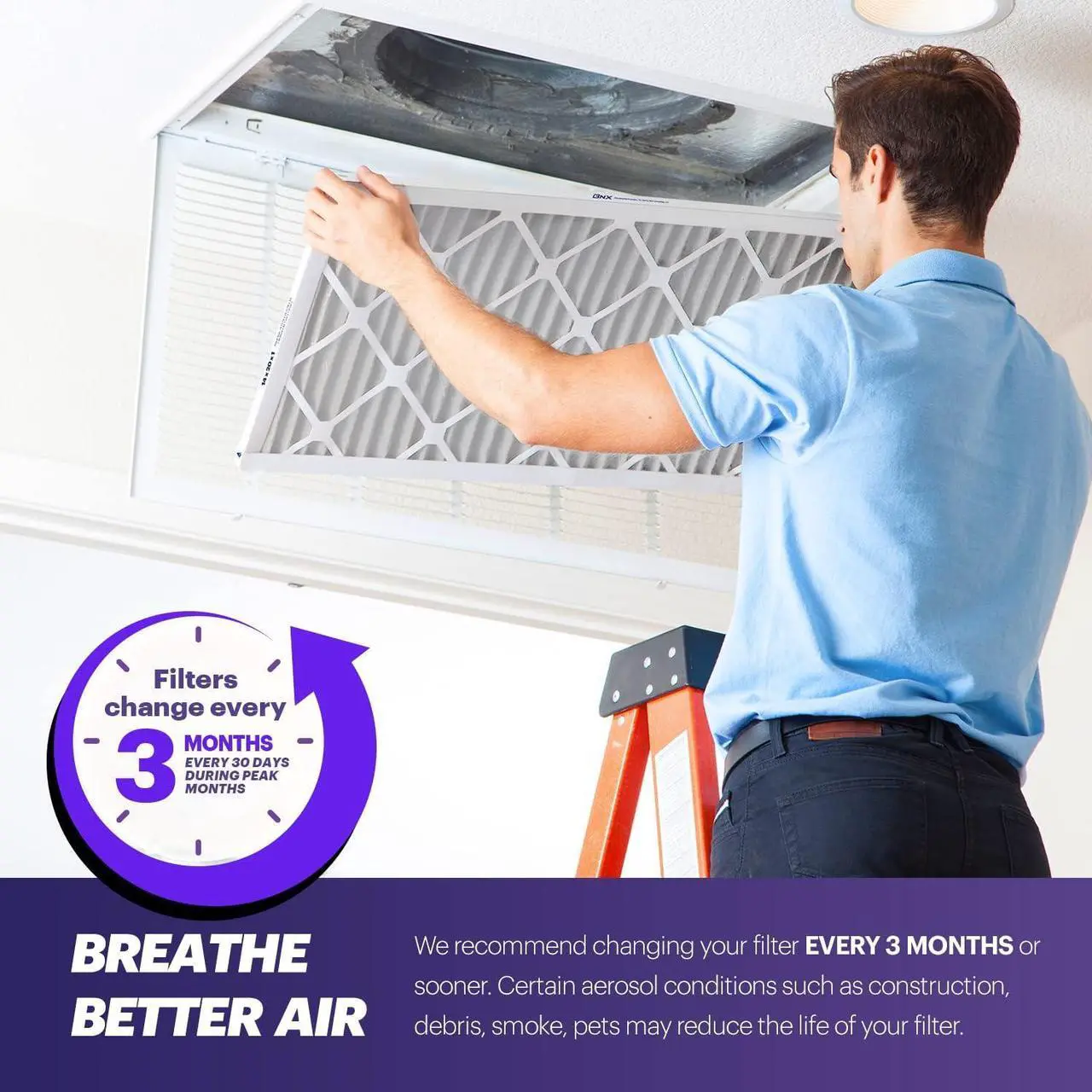 Alt view image 3 of 7 - BNX TruFilter 20x20x1 Air Filter MERV 8 (6-Pack) - MADE IN USA  Dust & Pet Defense Electrostatic Pleated Air Conditioner HVAC AC Furnace Filters for Dust, Pet, Mold, Pollen MPR 600  700 & FPR 5