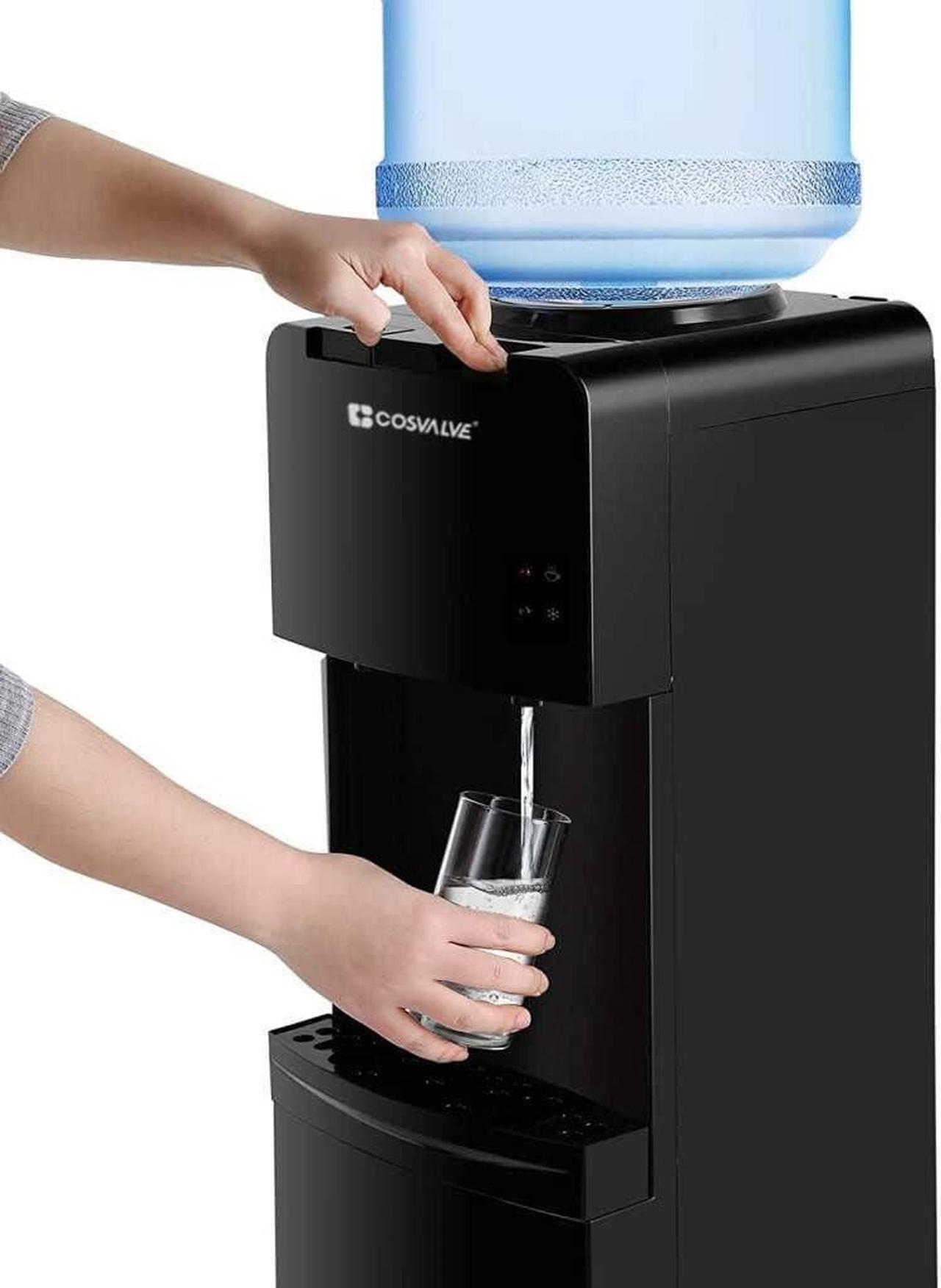 Alt view image 7 of 7 - Water Coolers 5 Gallon Top Load,Hot/Cold Water Cooler Dispenser, Innovative Slim Design Energy Saving Freestanding with Child Safety Lock for Home or Office Black