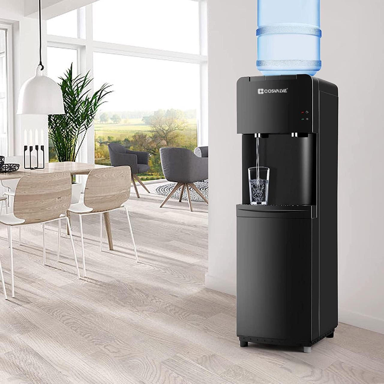 Alt view image 3 of 7 - Water Coolers 5 Gallon Top Load,Hot/Cold Water Cooler Dispenser, Innovative Slim Design Energy Saving Freestanding with Child Safety Lock for Home or Office Black