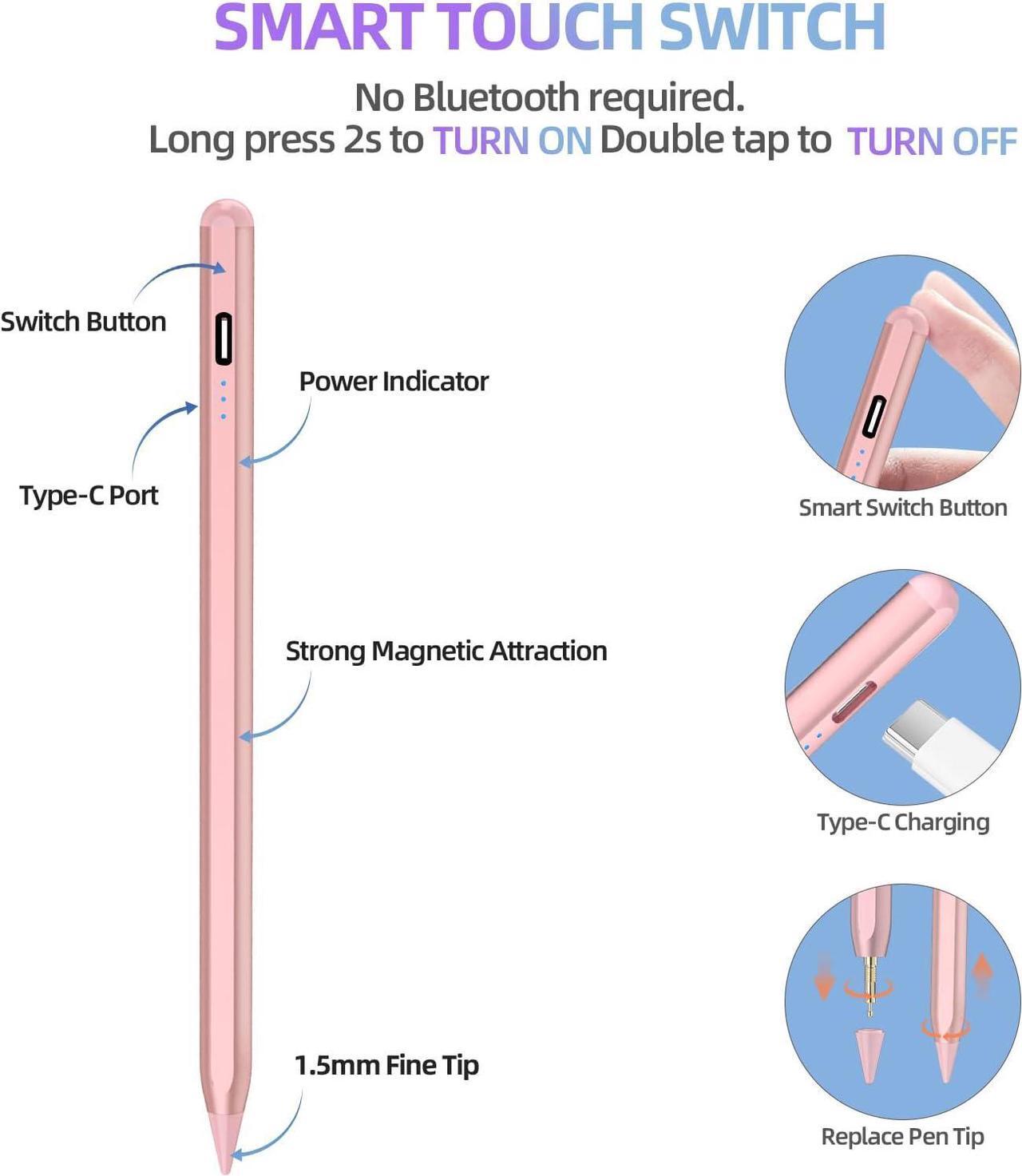 Alt view image 2 of 7 - Stylus Pen for iPad, Apple Pencil for iPad 10th 9th Gen, Apple Pen iPad Pencil for iPad Air 5/4/3rd, iPad Pro 11/12.9 Inch, with Palm Rejection & Tilt Sensitivity, Magnetic Stylus iPad Pen, Rose Gold