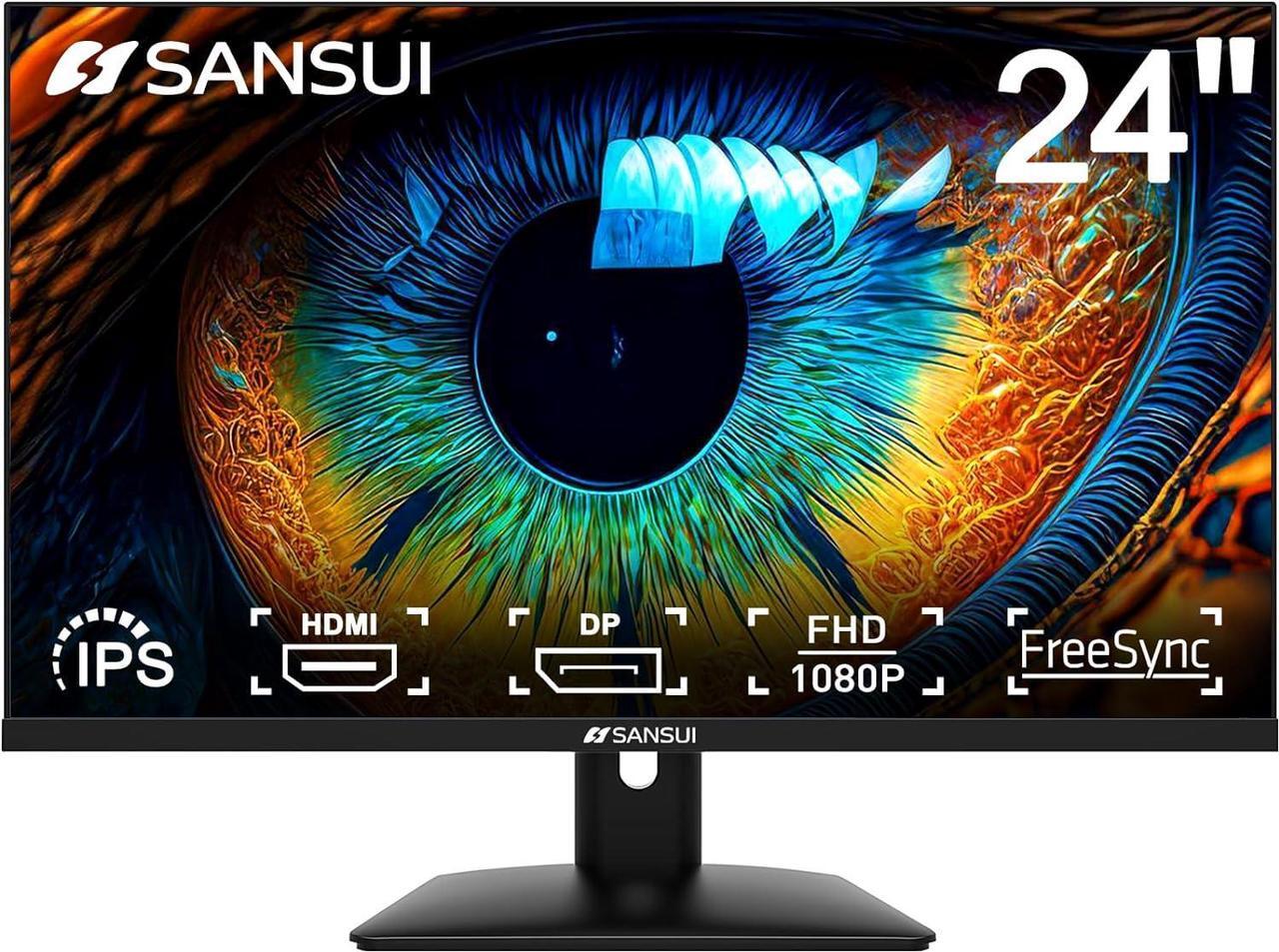 Main image of SANSUI Monitor 24 inch IPS FHD 1080P 75HZ HDR10 Computer Monitor with HDMI,VGA,DP Ports Frameless/Eye Care/Ergonomic Tilt/Speakers Built-in(ES-24X5A HDMI Cable Included)