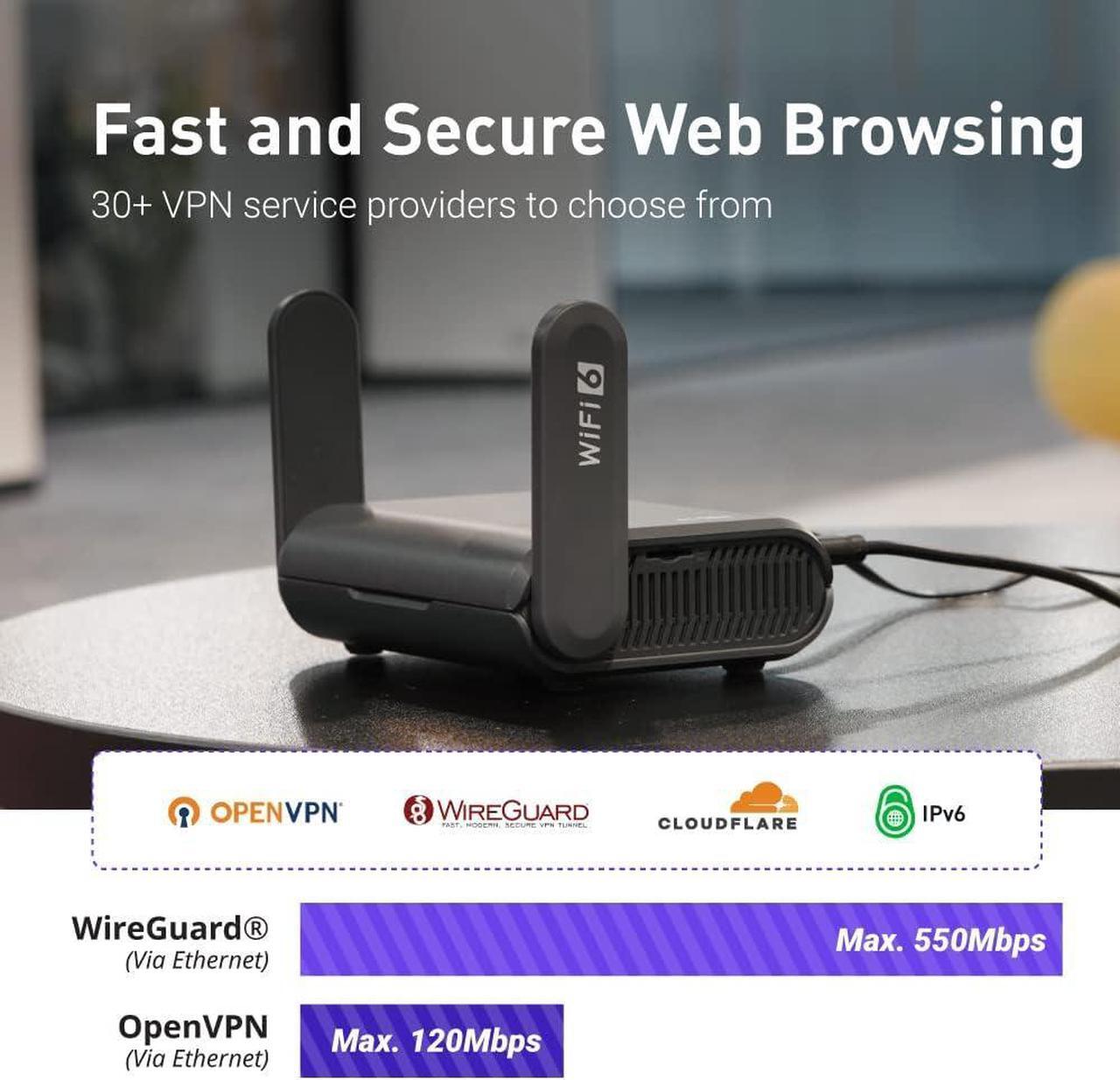 Alt view image 3 of 7 - GL.iNet GL-AXT1800 (Slate AX) Pocket-Sized Wi-Fi 6 Gigabit Travel Router, Extender/Repeater for Hotel&Public Network Storage, VPN Client&Server, OpenWrt, Adguard Home, USB 3.0, TF Card Slot