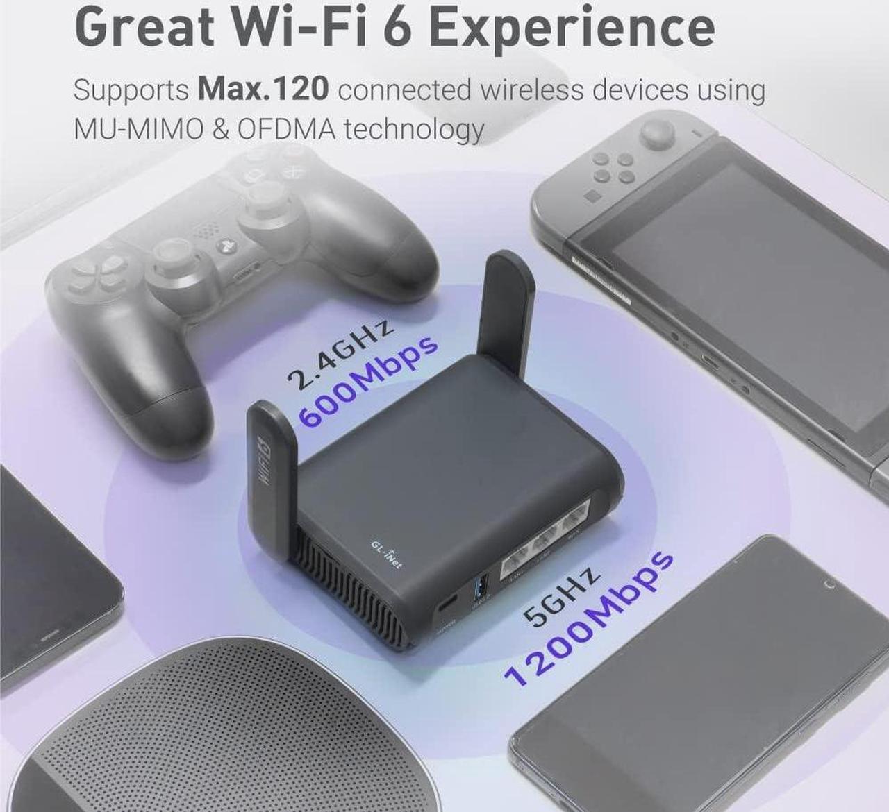 Alt view image 5 of 7 - GL.iNet GL-AXT1800 (Slate AX) Pocket-Sized Wi-Fi 6 Gigabit Travel Router, Extender/Repeater for Hotel&Public Network Storage, VPN Client&Server, OpenWrt, Adguard Home, USB 3.0, TF Card Slot