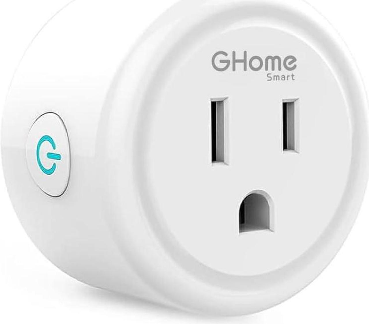 GHome Smart Mini Plug, Wi-Fi Outlet Socket Compatible with Alexa and Google Home, Remote Control with Timer Function, No Hub Required, ETL FCC Listed (1 Pack), White