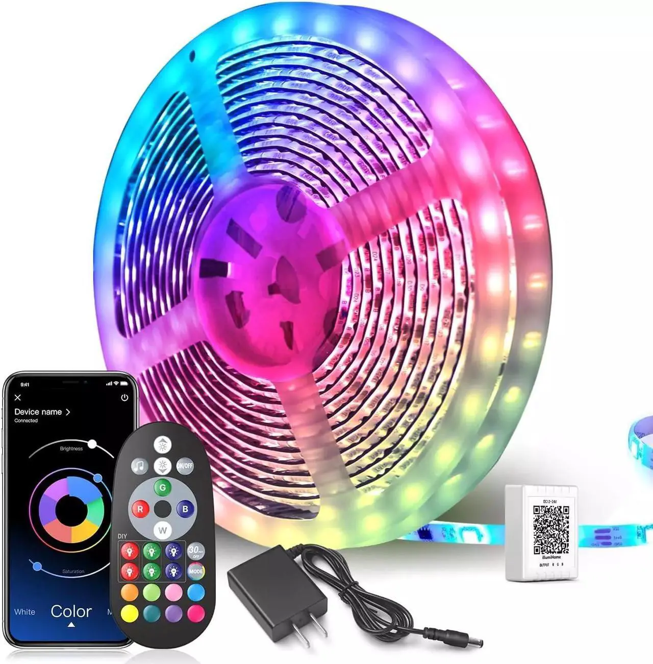 Main image of 100 Ft LED Lights for Bedroom Music Sync Color Changing RGB LED Strip Rope Light General Remote, 5050 RGB LED Light Strips(App+Remote+Mic)