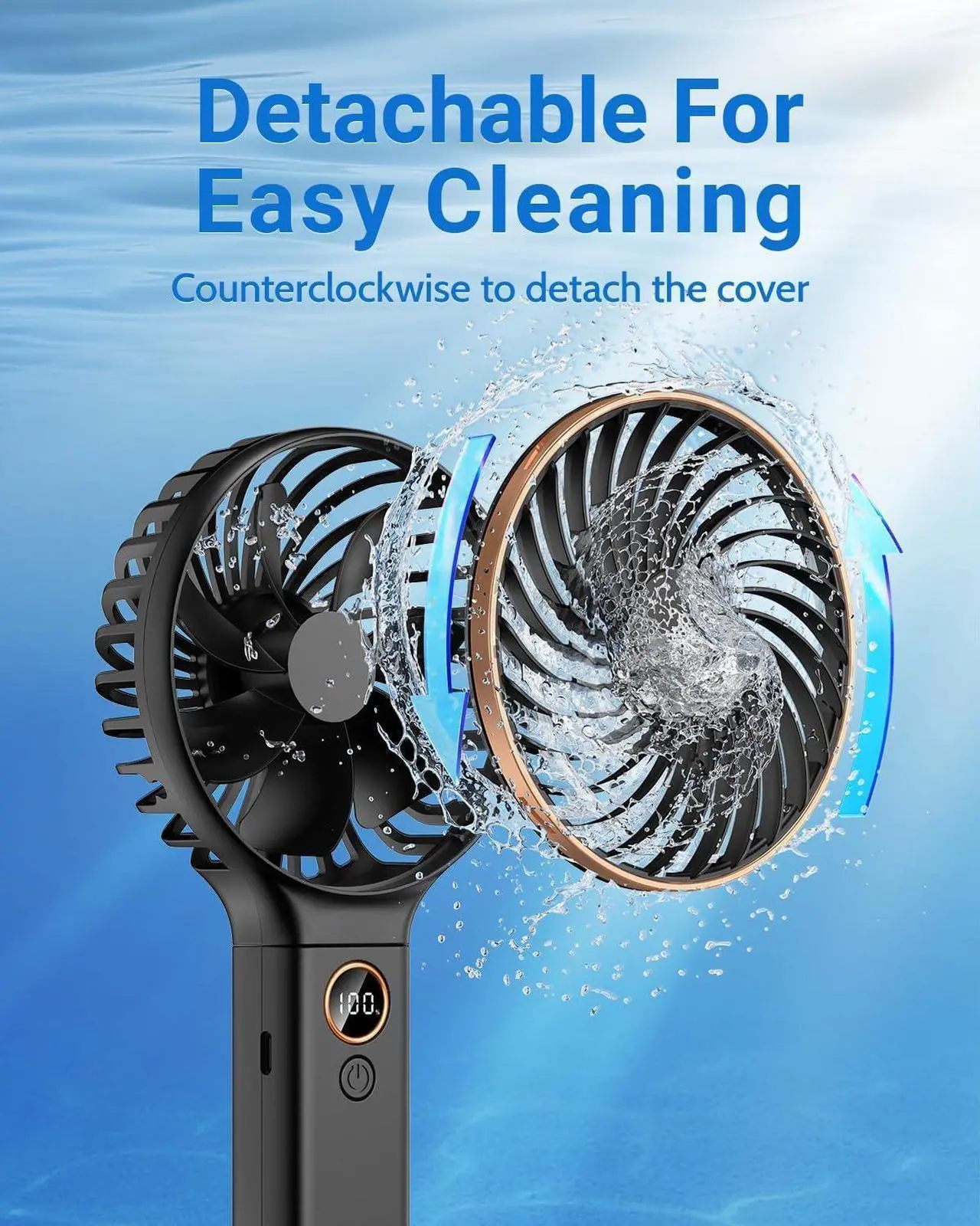 Alt view image 2 of 7 - SWEETFULL Handheld Fan, Portable Fan, 5000mAh Rechargeable Battery, 6 Speed Wind, LED Display, Personal Mini Travel Fan with Backup Power, Hand Held Fan USB Foldable Electric Fan for Women Girl
