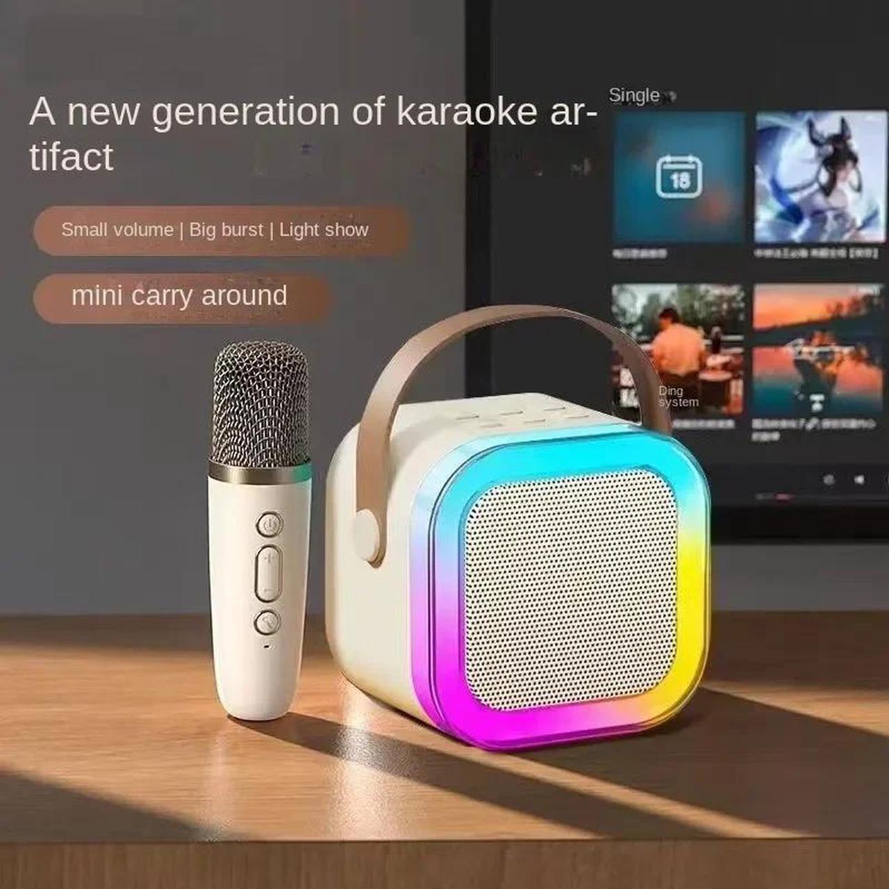 Alt view image 3 of 7 - K12 Bluetooth Karaoke Machine Portable 5.3 PA Speaker System with 1-2 Wireless Microphones Home Family Singing Children's Gifts